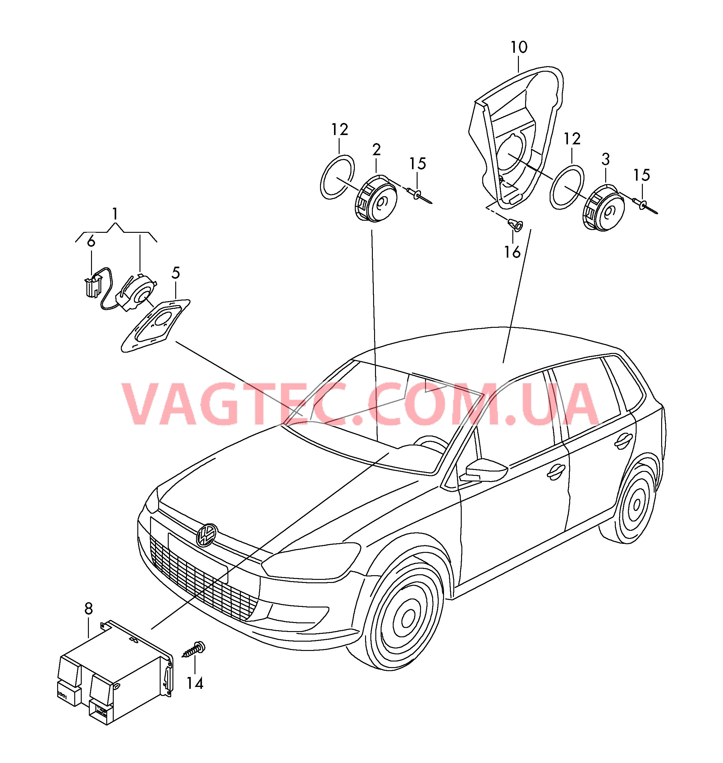 Электрические детали акустической системы  для VOLKSWAGEN Polo 2010v