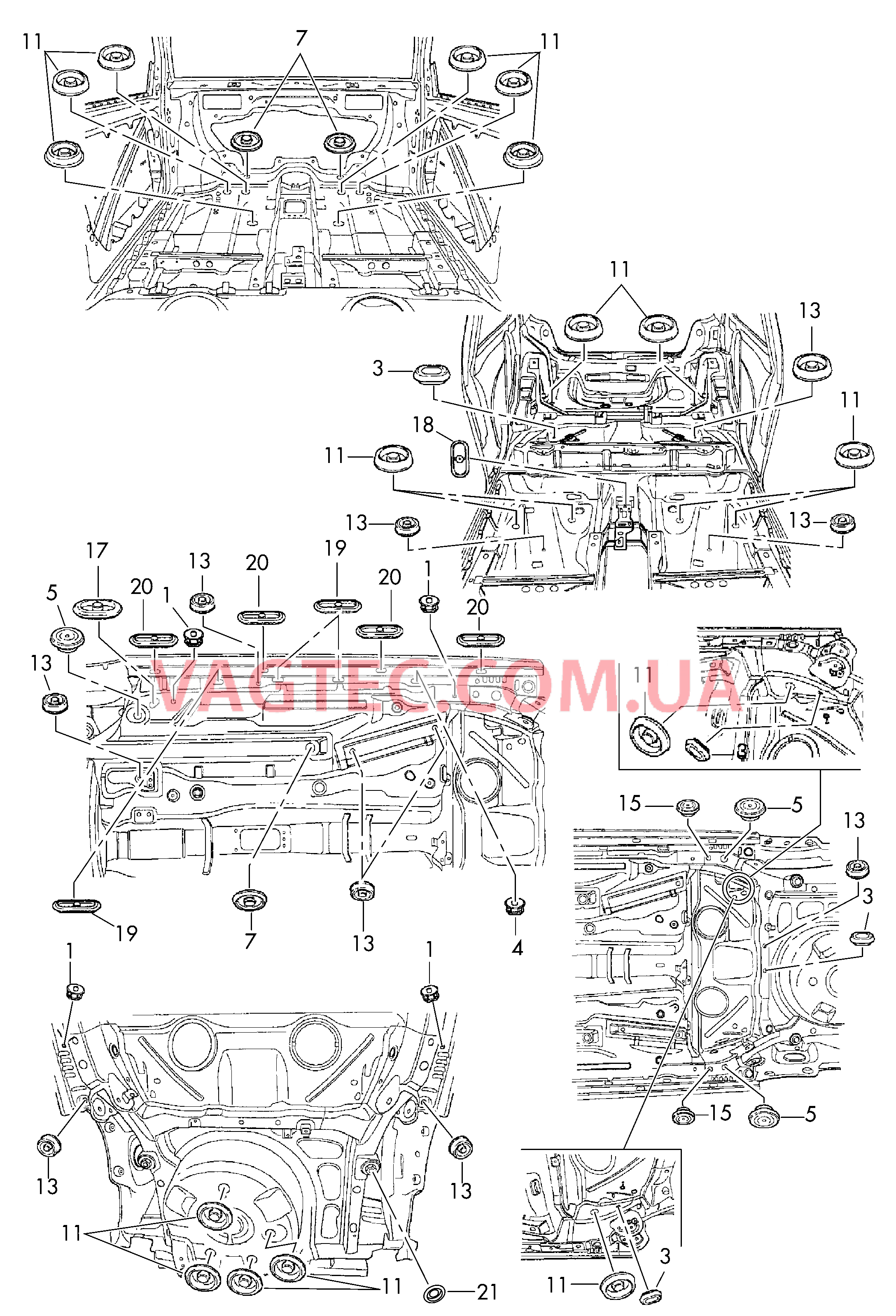 Заглушки для пола  для VOLKSWAGEN Polo 2004