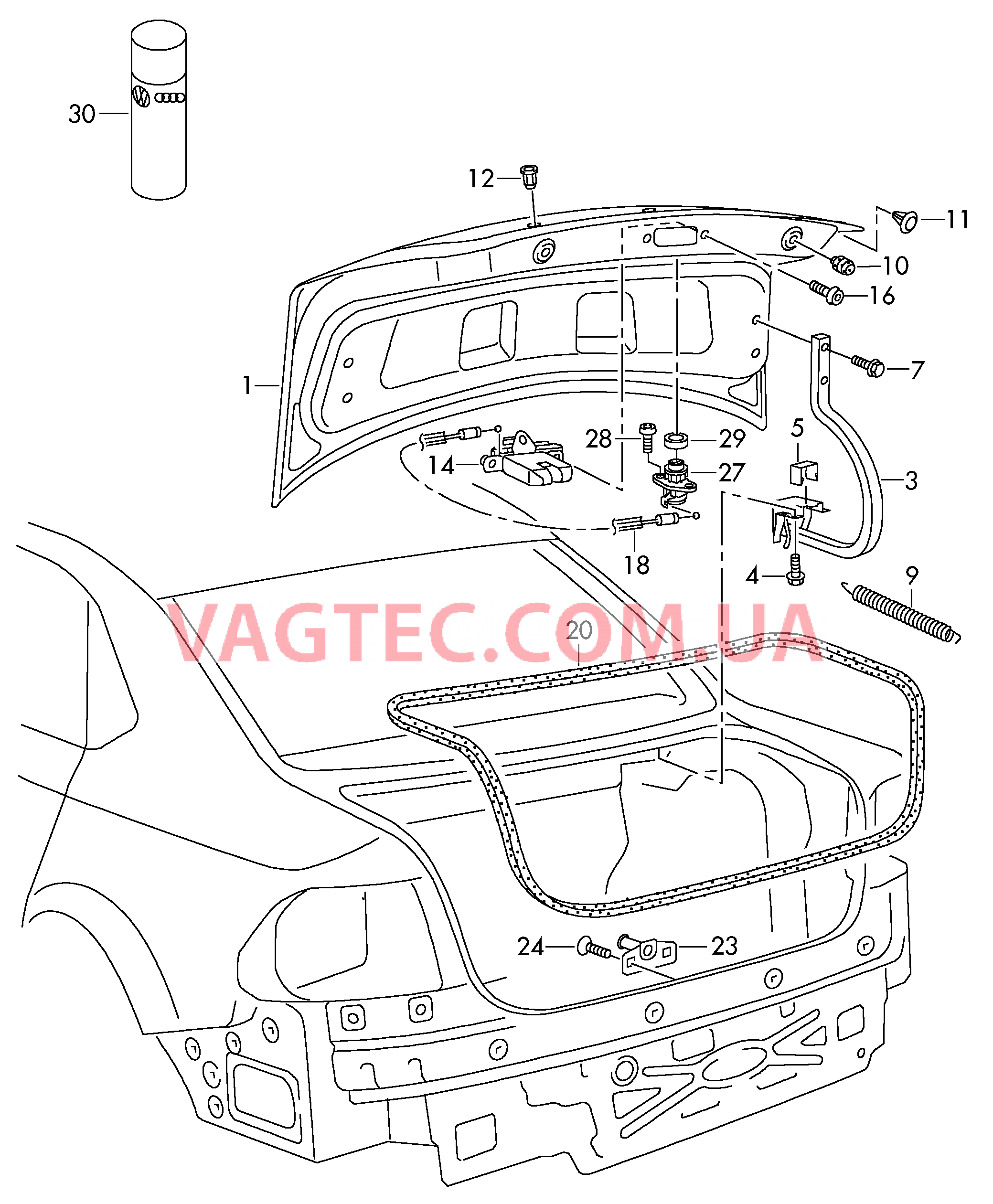 Крышка багажного отсека Замок Cпойлер вдоль края крыши D             >> - 27.07.2015 для VOLKSWAGEN Polo 2017