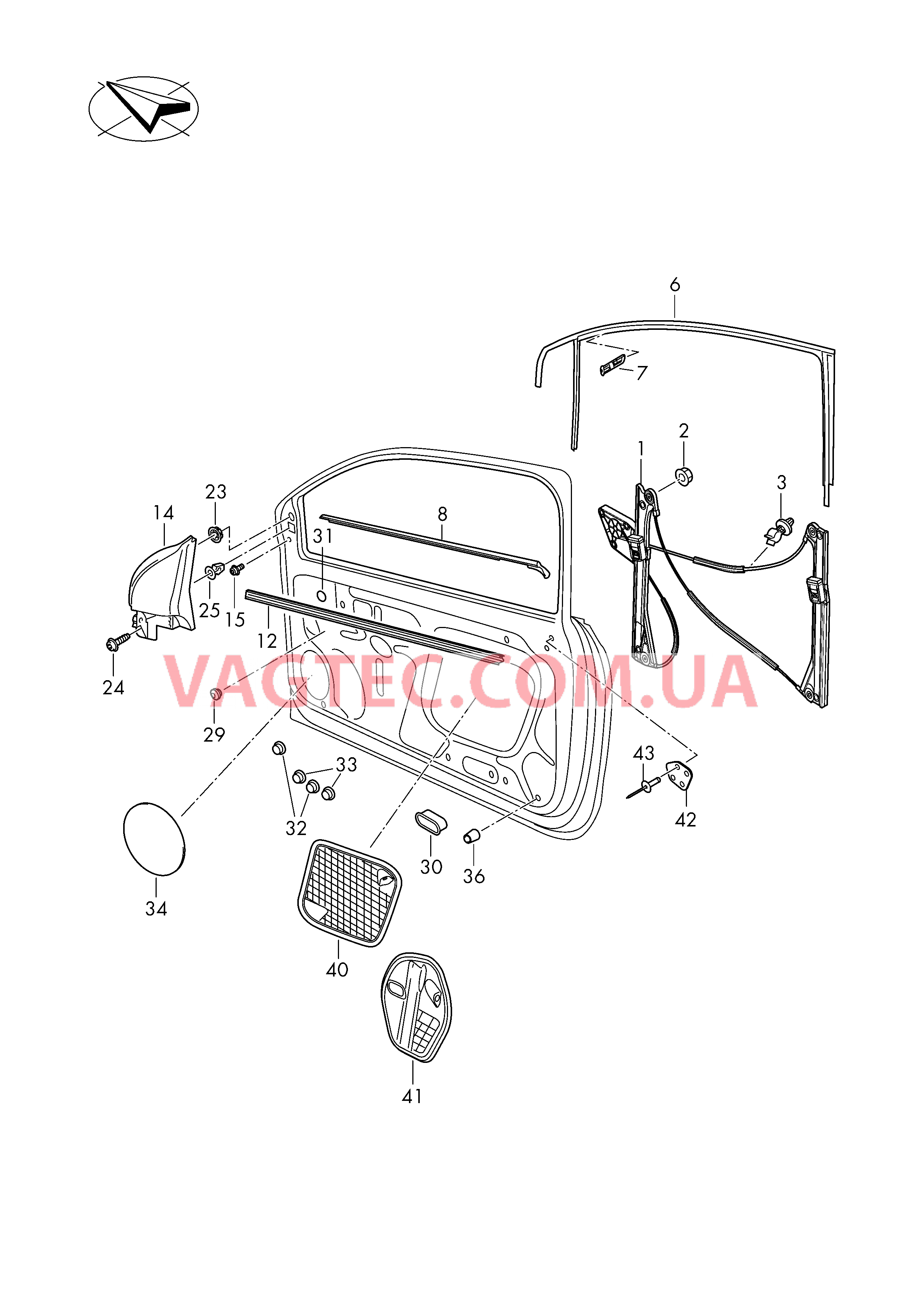 Cтеклоподъемник направляющая стекла Уплотнитель двери  для VOLKSWAGEN Polo 2015-4