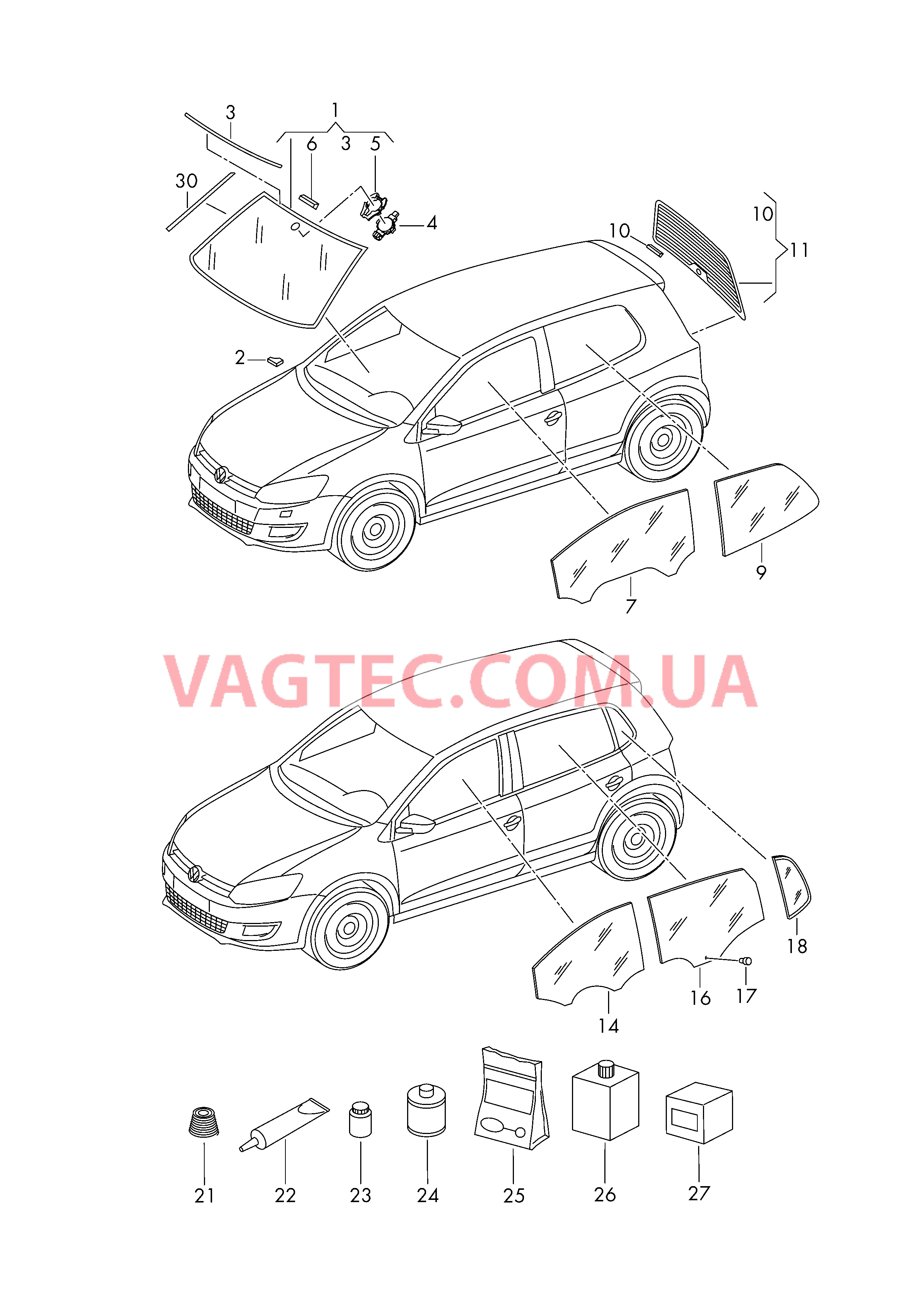 Стёкла  для VOLKSWAGEN Polo 2011