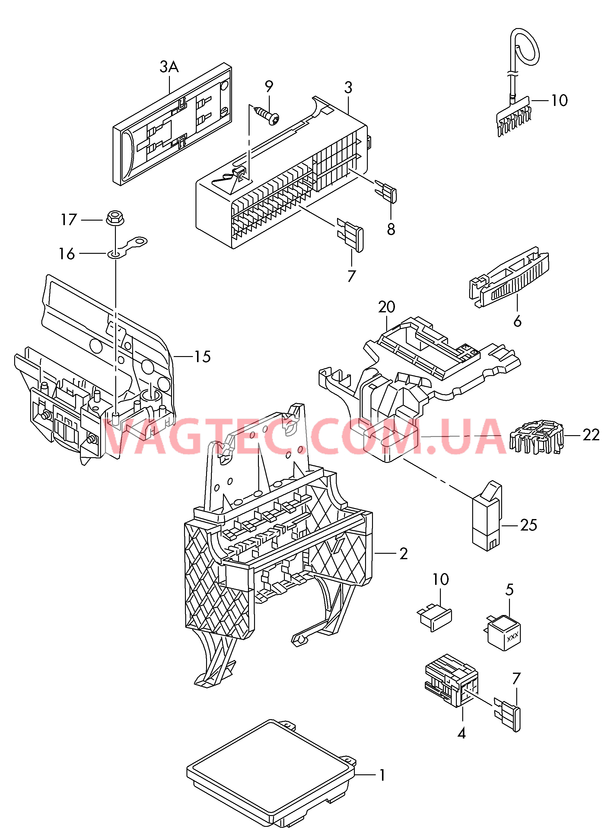 Блок коммутационный Колодка реле и реле Гнездо для предохранителя ------------------------------ БУ (BCM) систем комфорта, межсетевого интерфейса и бортовой сети    см. панель иллюстраций: ------------------------------  для SEAT Ibiza 2012