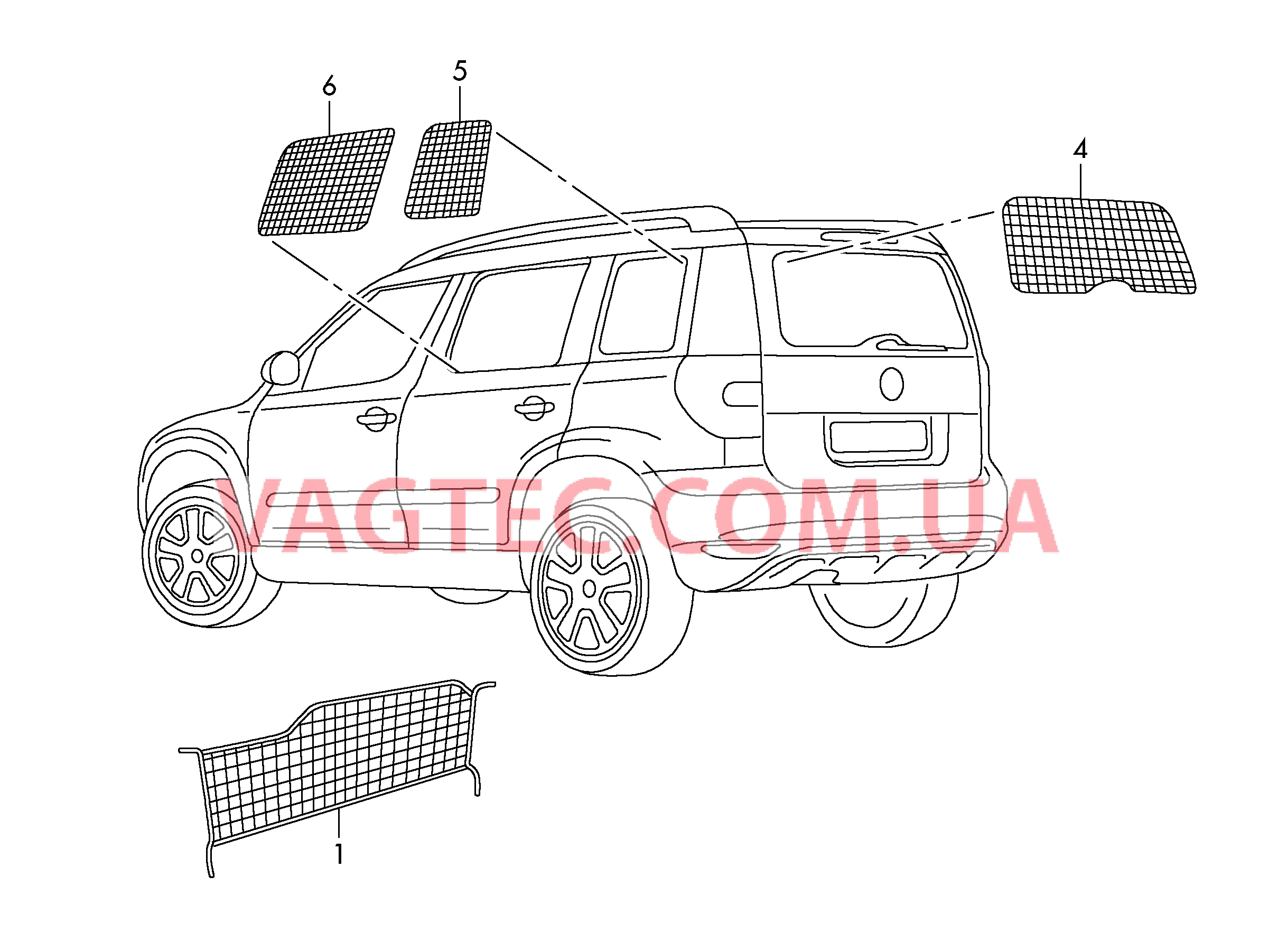 Оригинальные аксессуары Перегородка Солнцезащитная перегородка  для SKODA YETI 2017