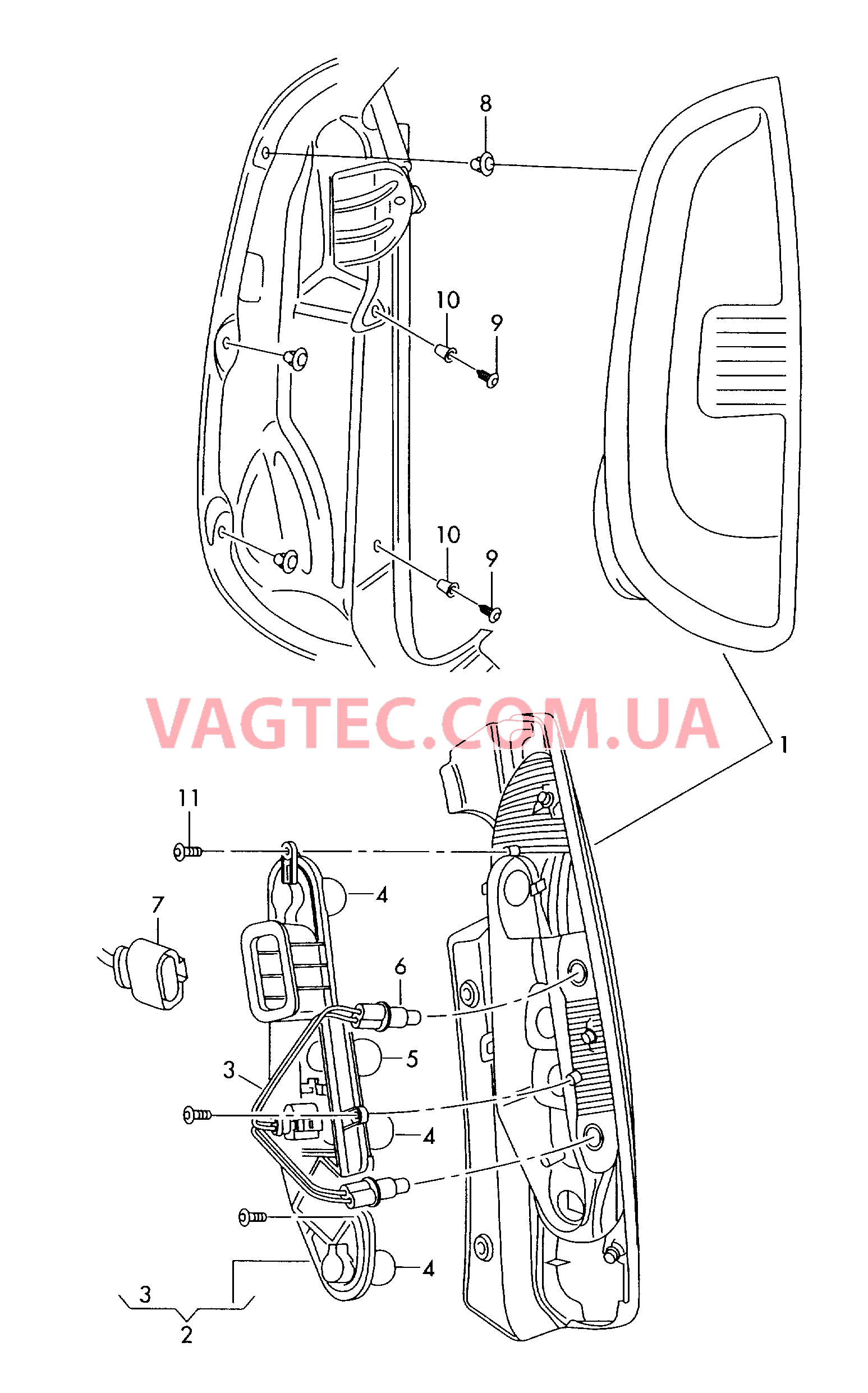 Задн.фонарь с указат.поворота, стоп-сигналом и габаритным огнём, светоотражателем   Задний противотуманный фонарь  для SKODA YETI 2011