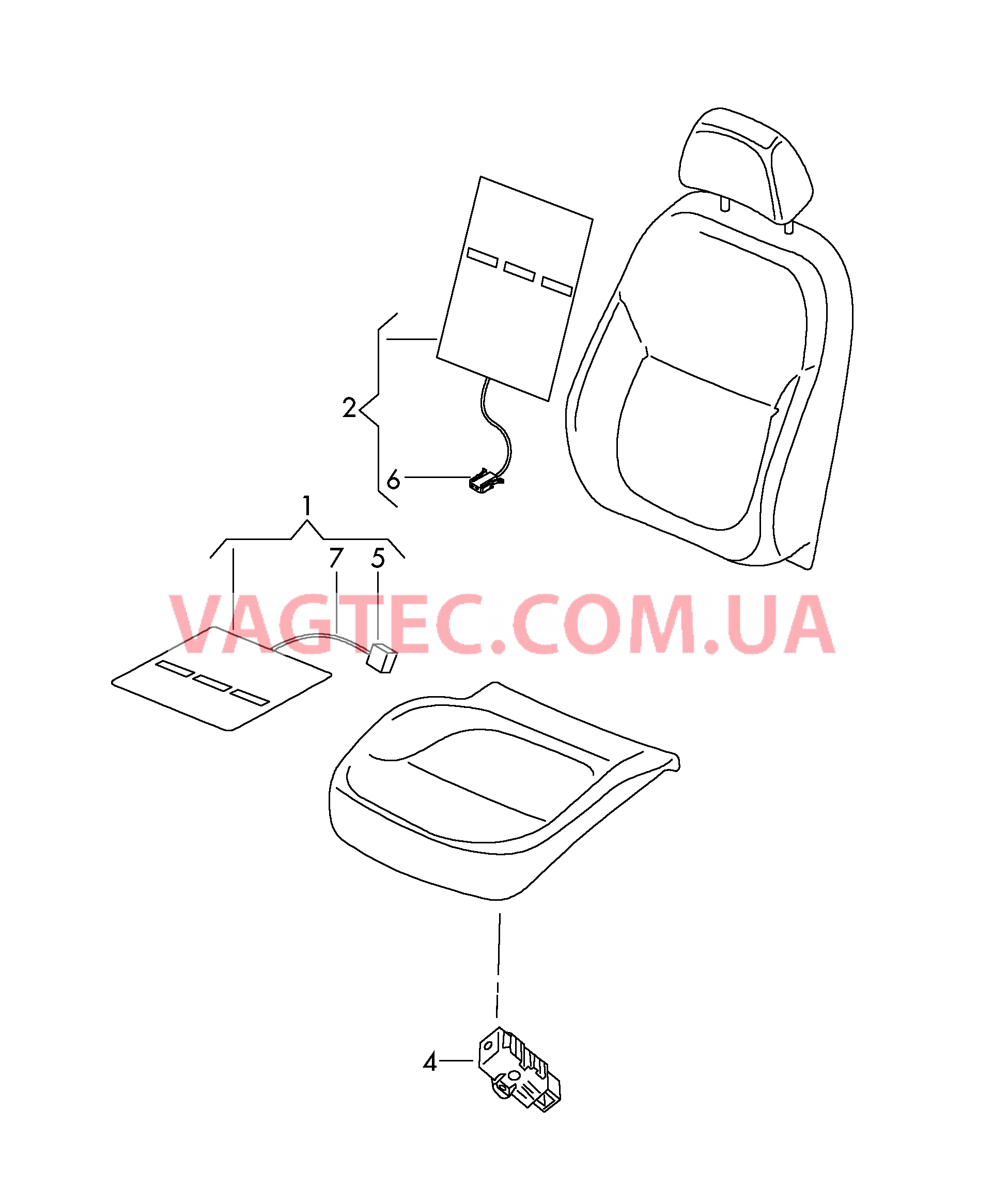 Подушка сиденья и спинка с обогревом  для SKODA YETI 2016