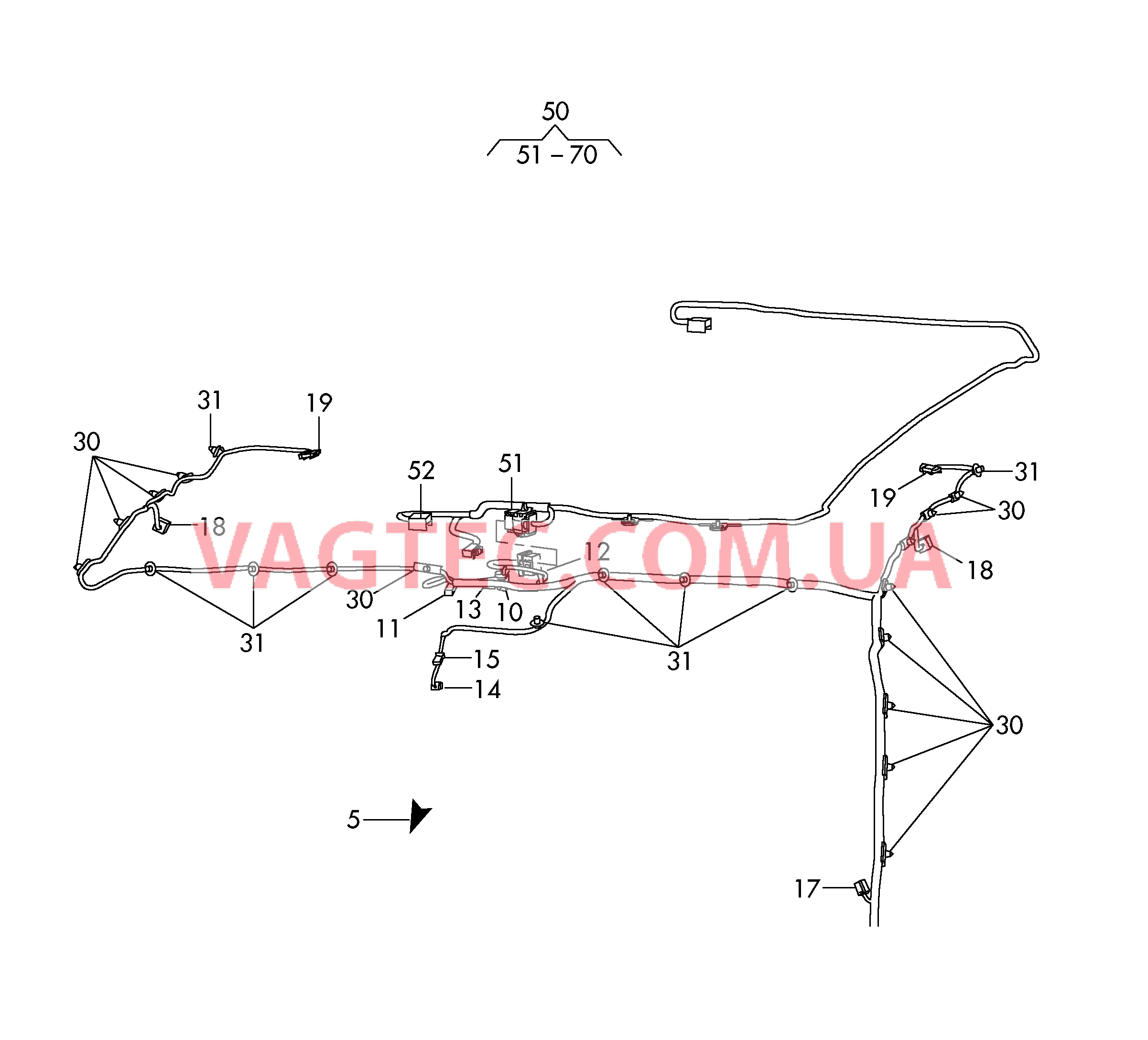 Центральный жгут                       Область: Жгут проводов крыши Для этого деталь   -> -> -> ->  для SKODA YETI 2016