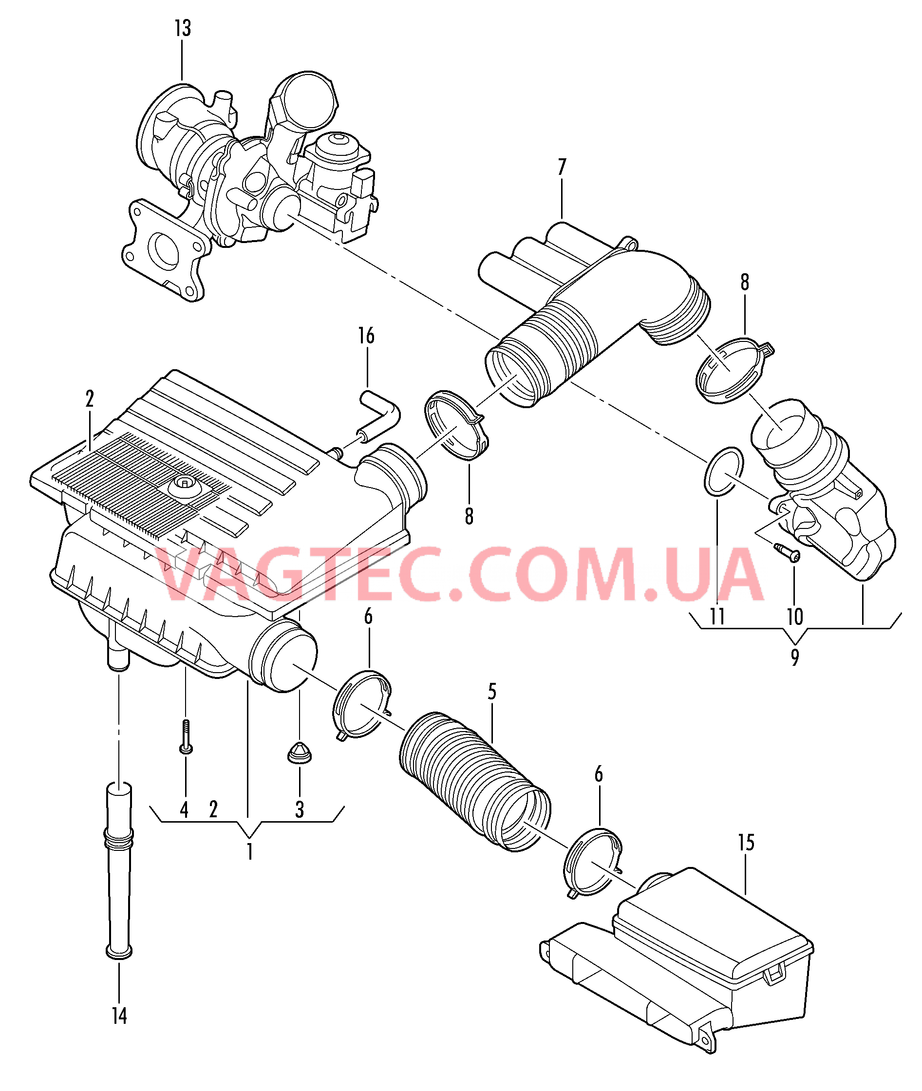 Возд. фильтр с сопутств. деталями  Патрубок впускного тракта  для VOLKSWAGEN Beetle.Cabriolet 2018