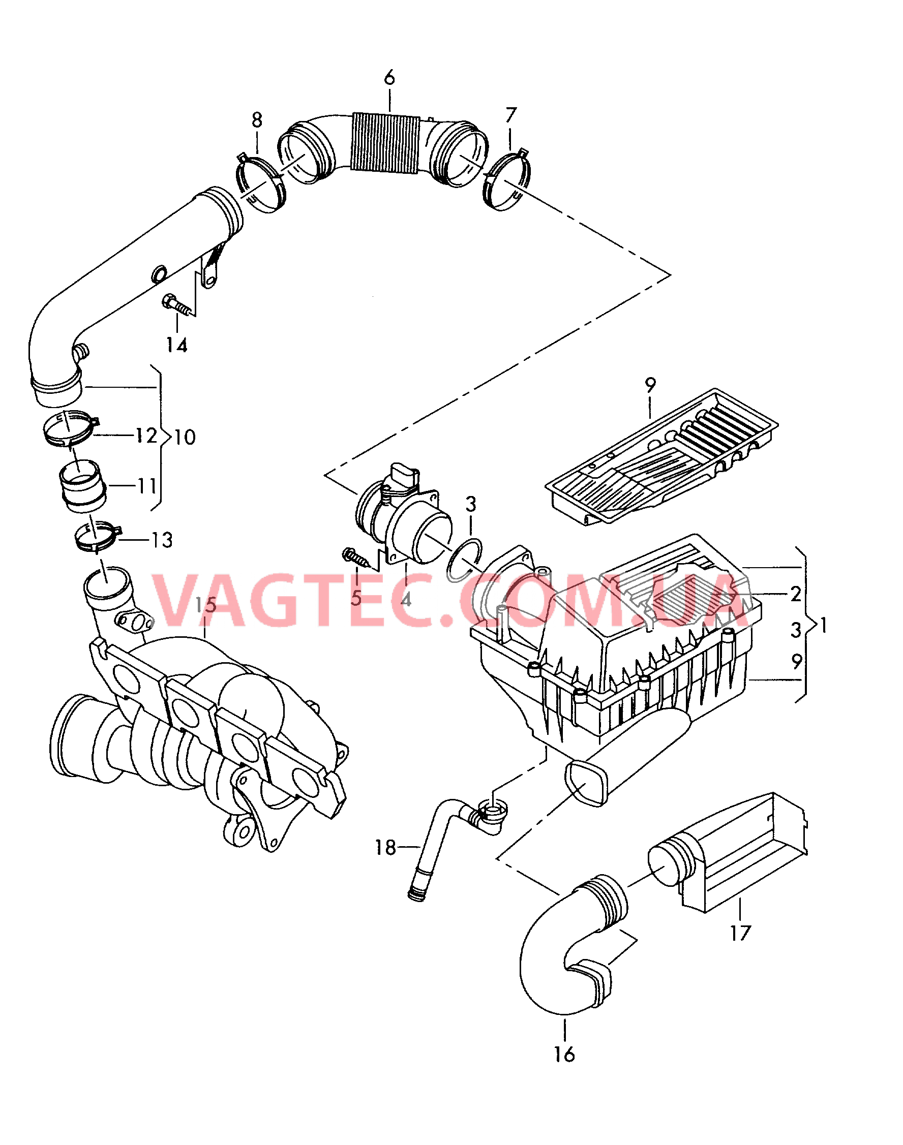 Возд. фильтр с сопутств. деталями  для VOLKSWAGEN PACC 2010