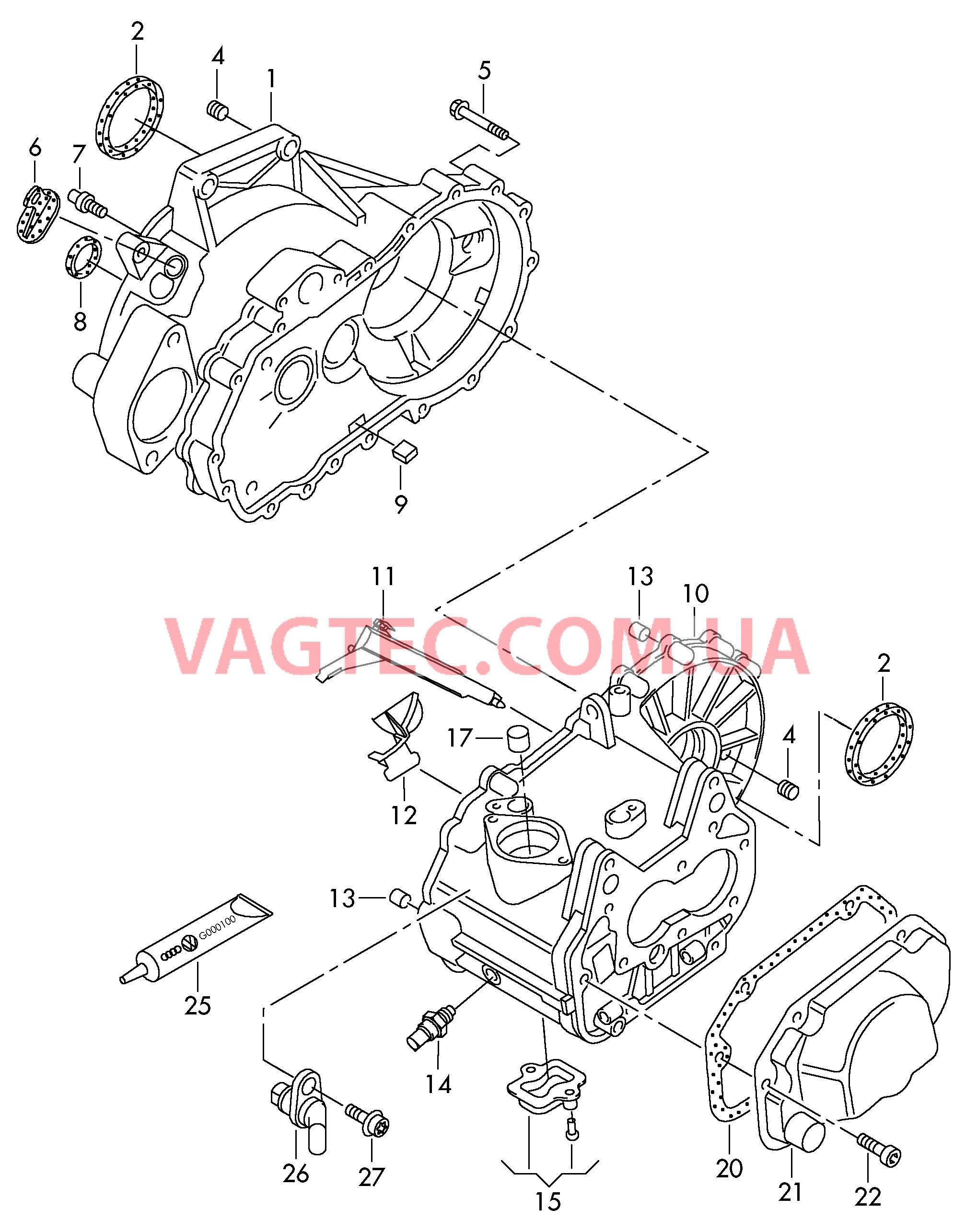 Картер коробки передач для 5-ступ. механической КП  для VOLKSWAGEN Caddy 2004