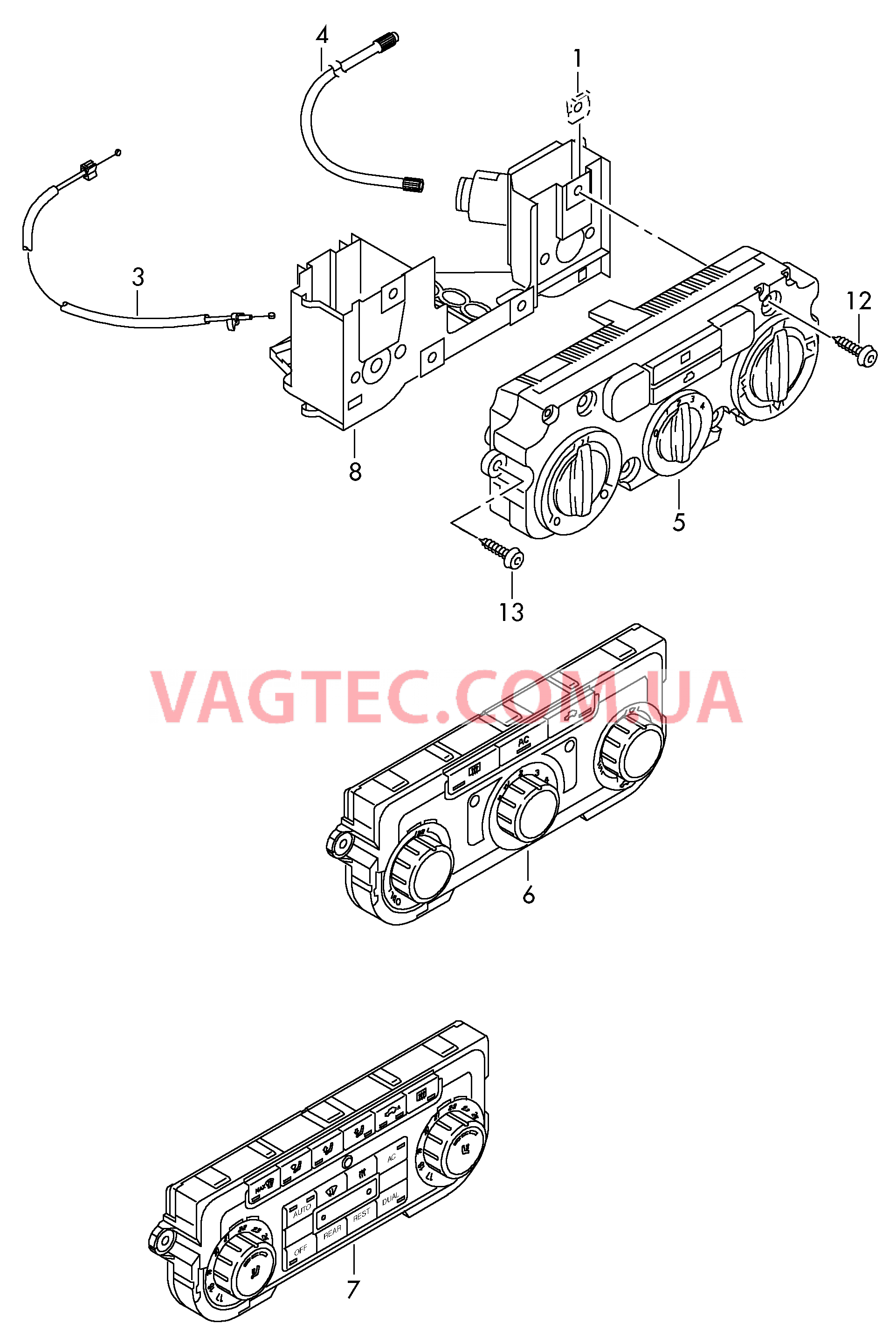 Регулировка подачи свежего и теплого воздуха  для VOLKSWAGEN GOLF 2009-2