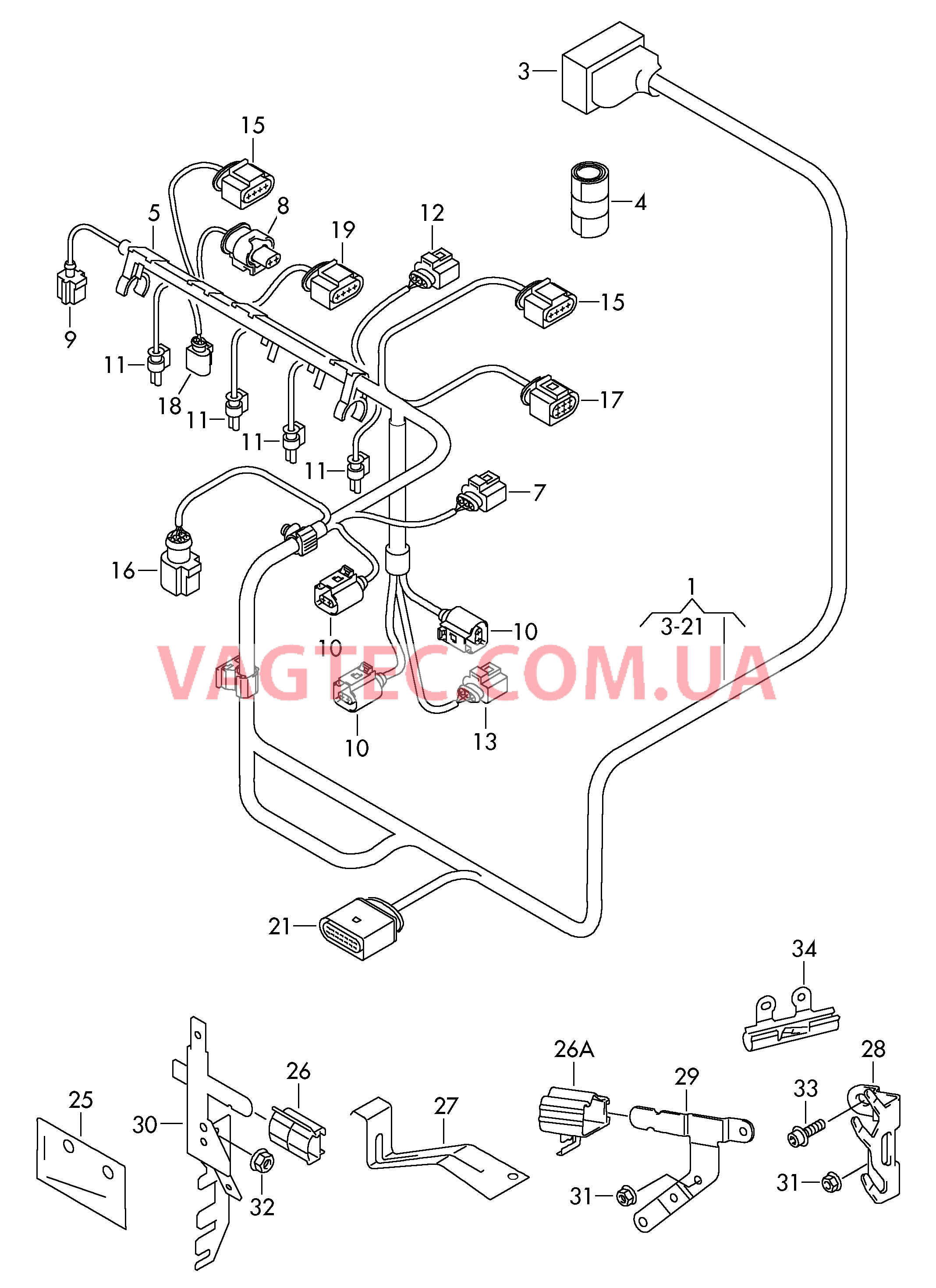 Жгут проводов для двигателя  для VOLKSWAGEN GOLF 2009-2