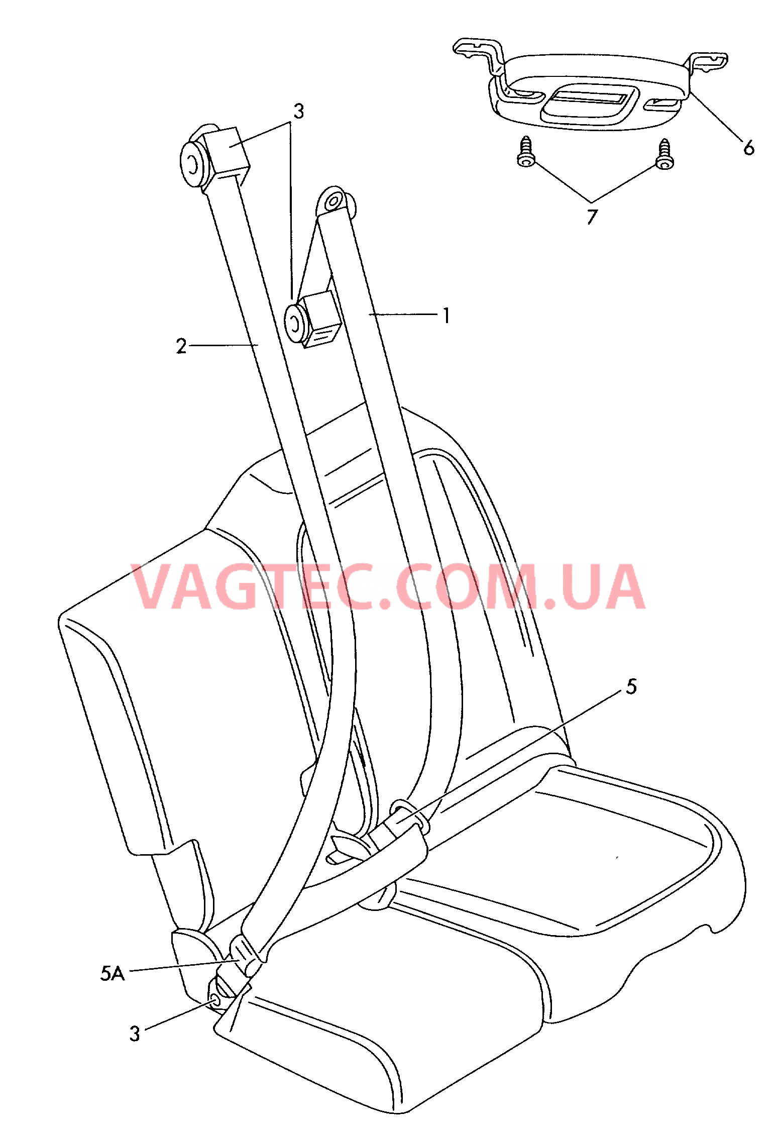 Трехточечн. ремень безопасн. Поясной ремень безопасности  для SKODA Roomster 2007