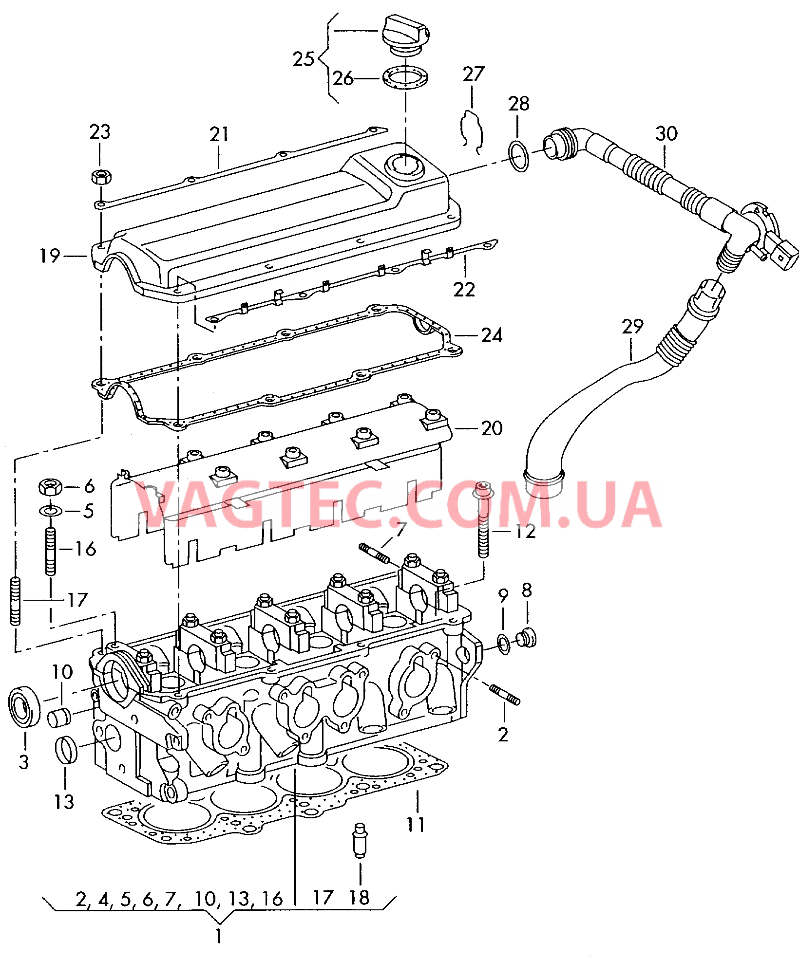 Головка блока цилиндров Крышка ГБЦ  для VOLKSWAGEN Passat 2001