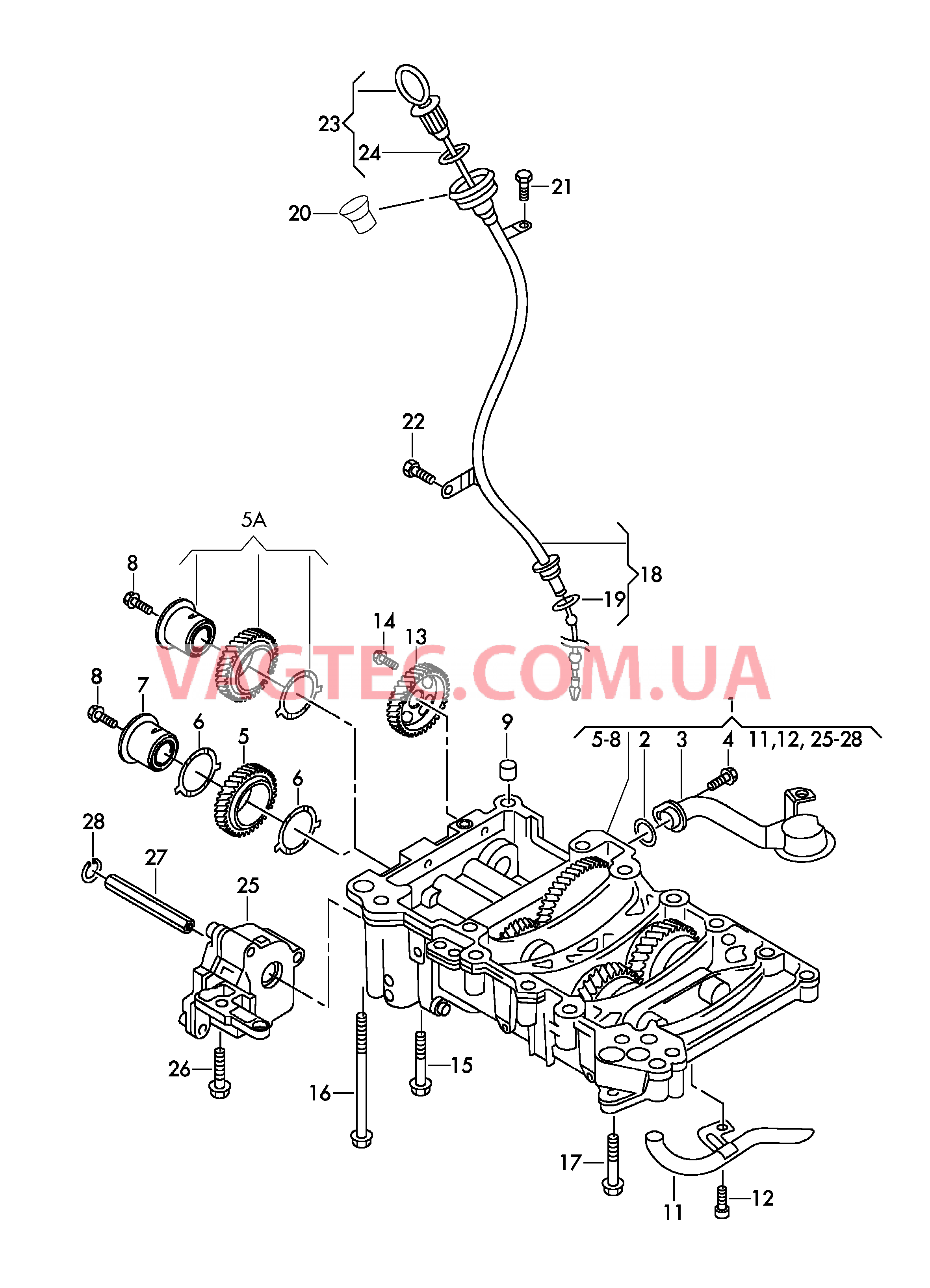 Насос, масляный Маслоизмерительный щуп Вал, балансирный F 4F-6-066 124>>* для AUDI A6Q 2008