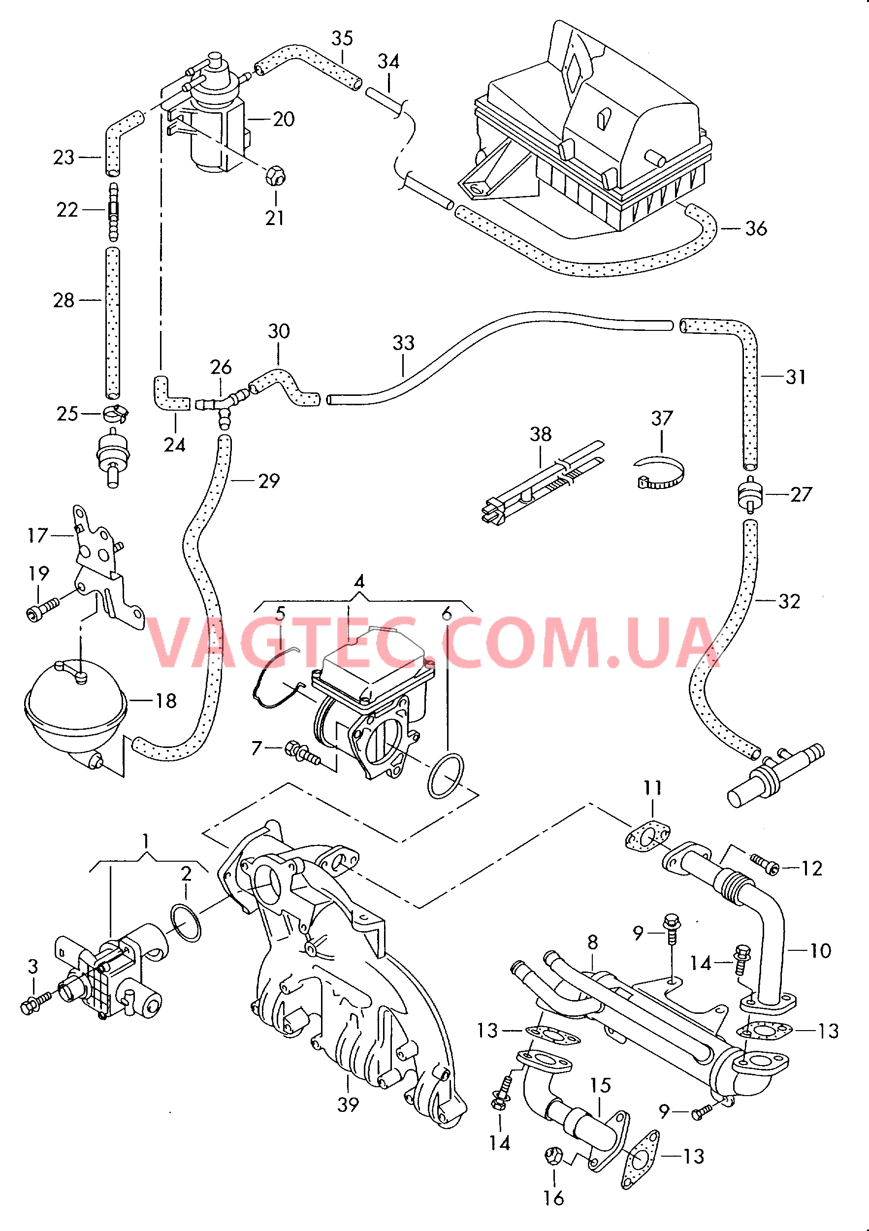 Рециркуляция ОГ Вакуумная система  для VOLKSWAGEN Passat 2005