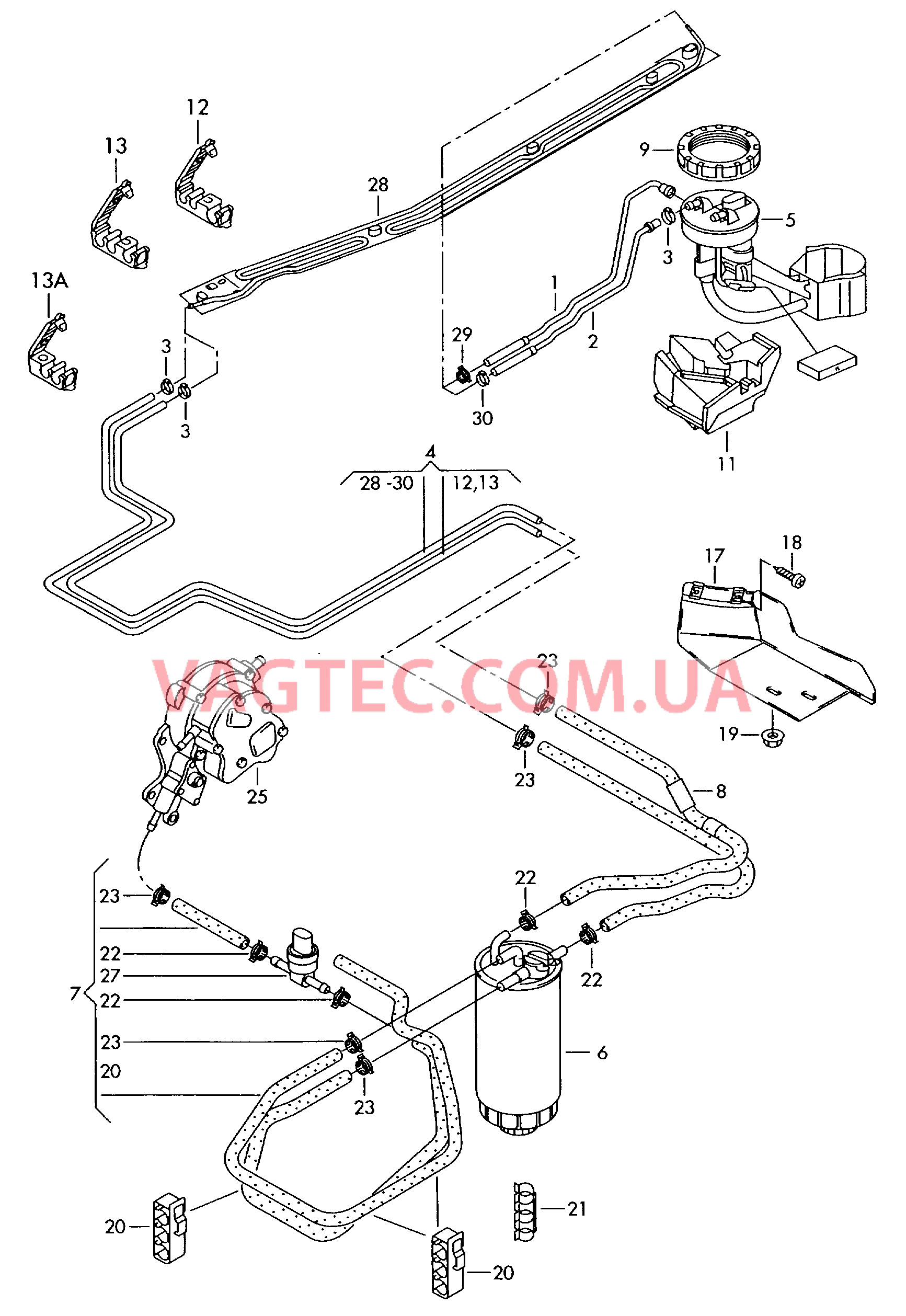 Топливопровод Охлаждение топлива F 3B-2-450 001>>* для VOLKSWAGEN Passat 2001