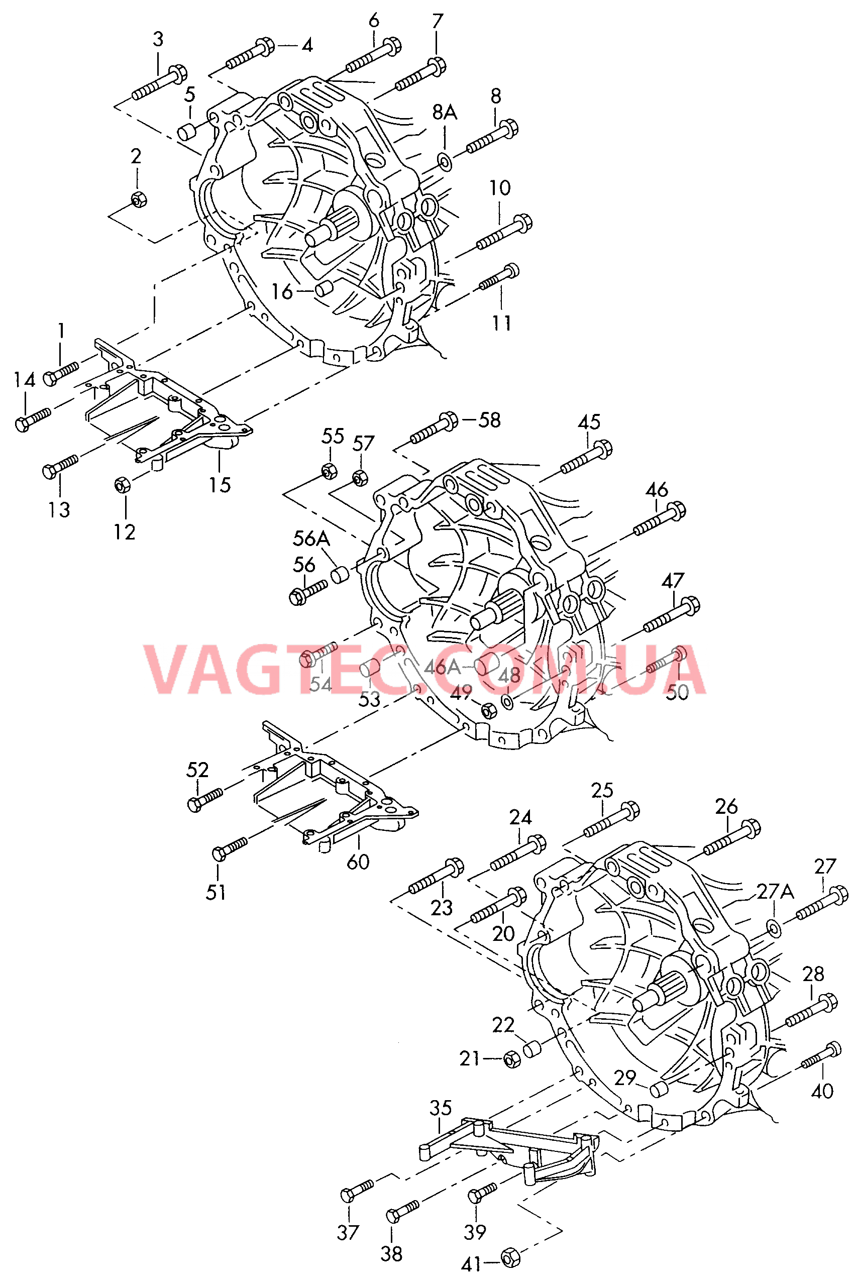 Детали крепления для двигателя и КП  для механической КП  для AUDI A4Q 2001