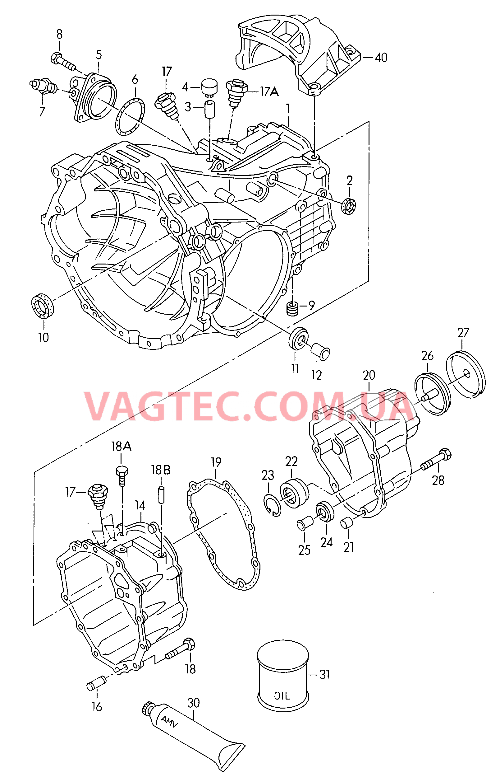 Картер коробки передач для 6-ступен. механической КП  для AUDI A4 2004