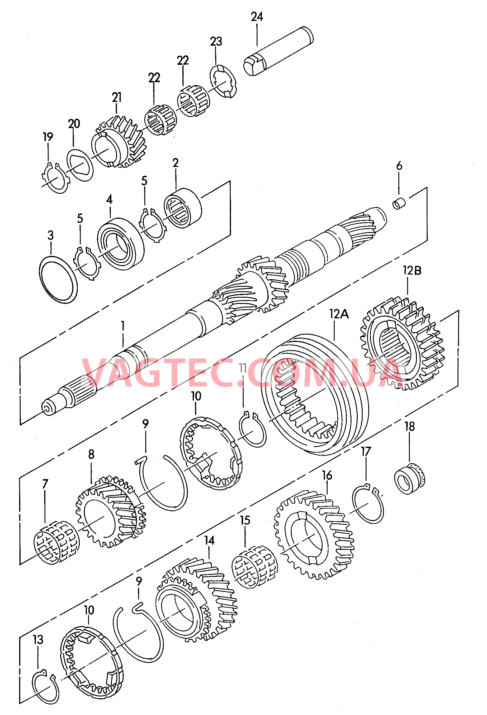 Первичный вал КолEса и валы для 5-ступ. механической КП  для AUDI A4Q 2001-1