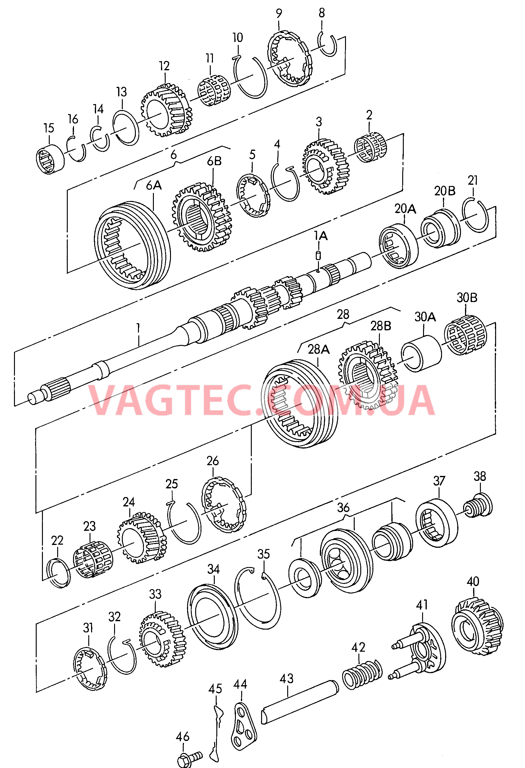 Первичный вал КолEса и валы для 6-ступен. механической КП  для AUDI A4Q 2003