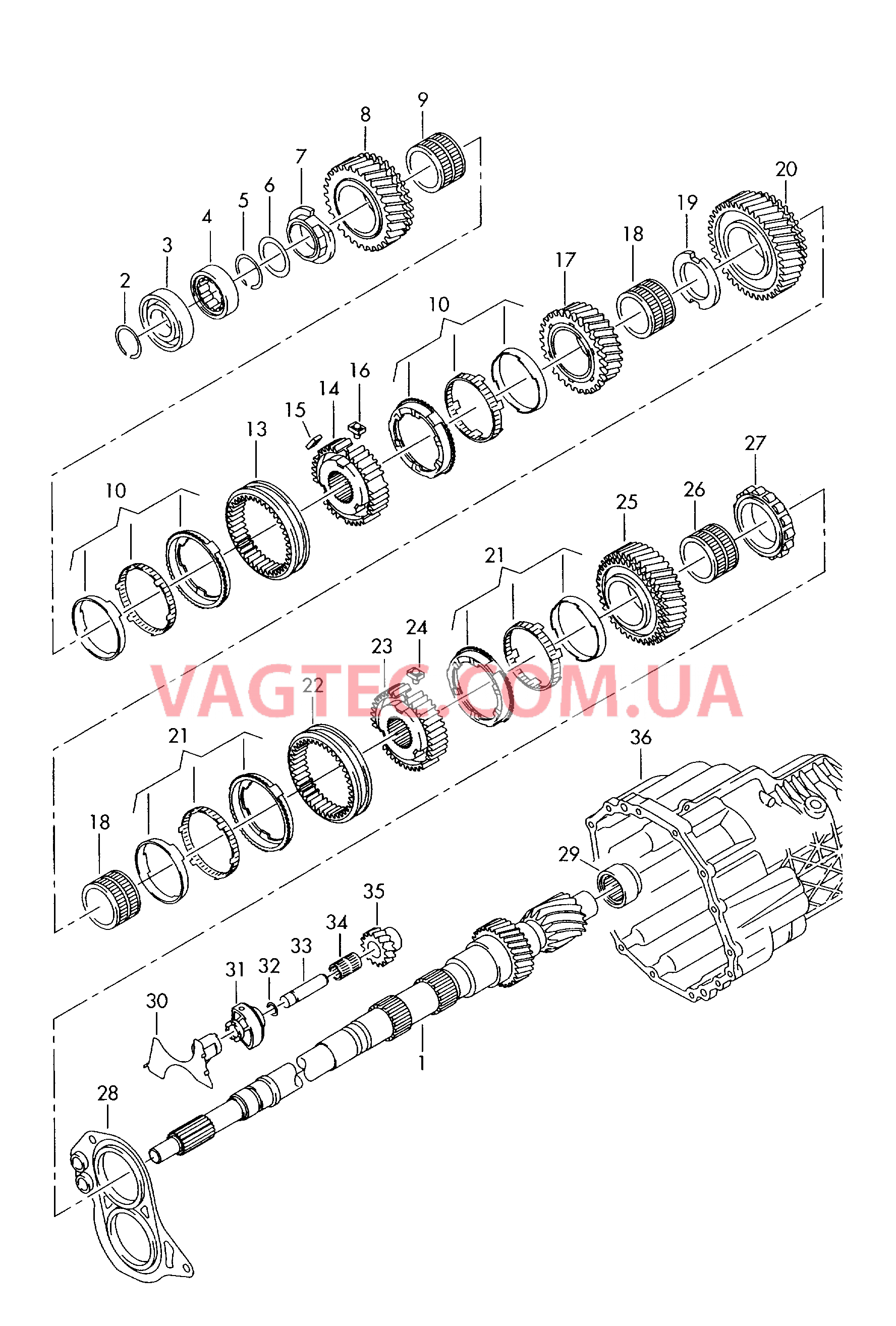 Первичный вал КолEса и валы 6-ступ. механическая КП  для AUDI A4 2005-1