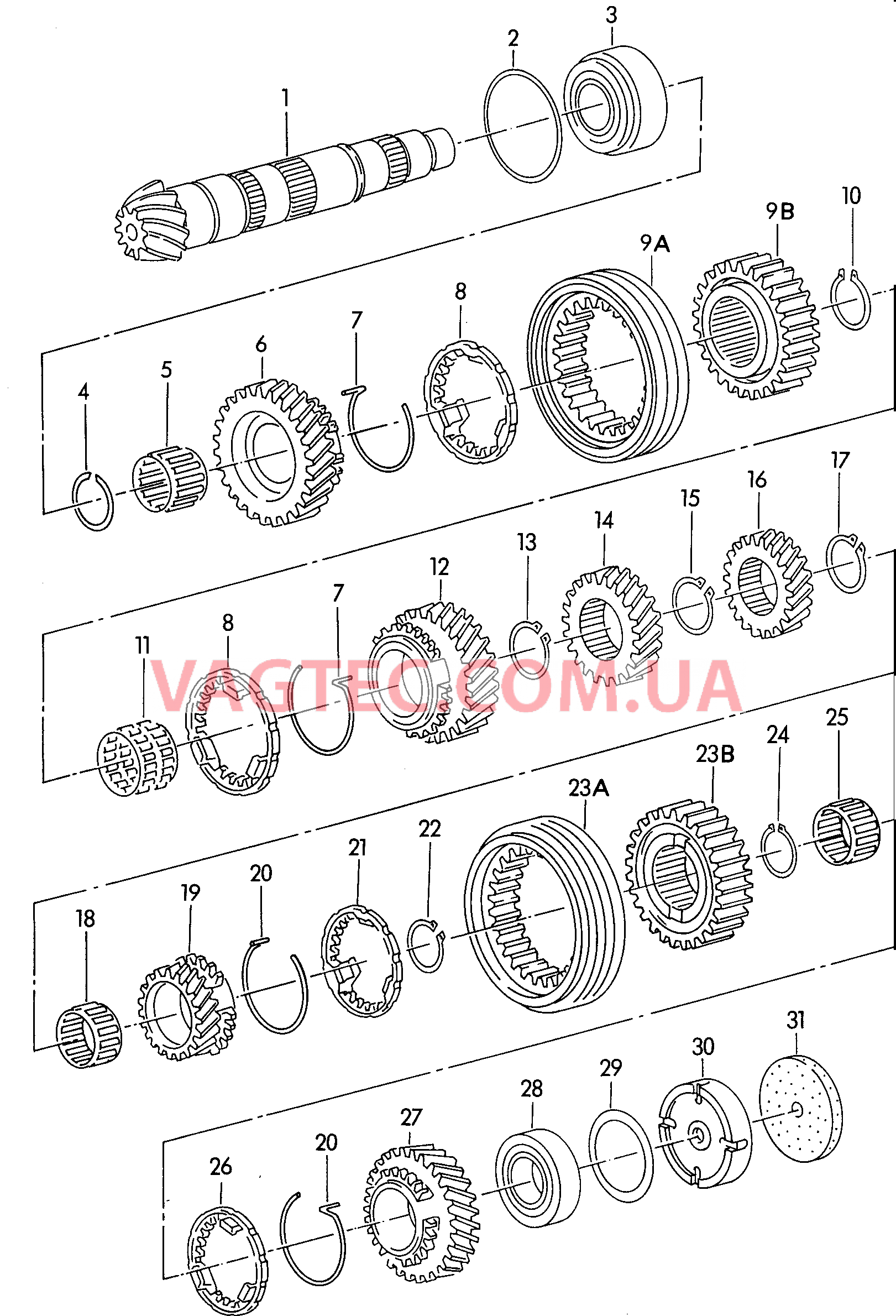 Ведомый вал КолEса и валы для 5-ступ. механической КП  для VOLKSWAGEN Passat 2001