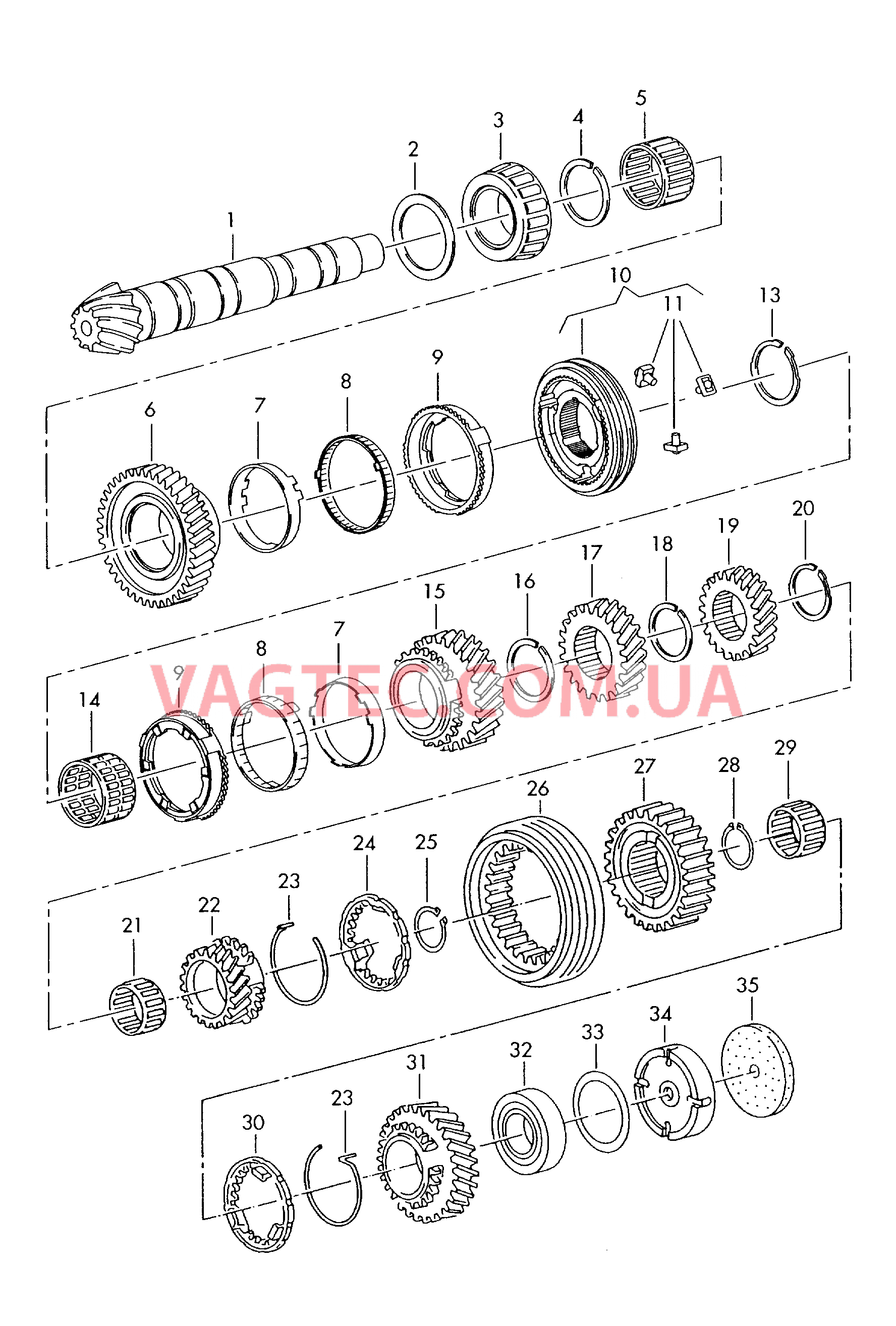 Ведомый вал КолEса и валы для 5-ступ. механической КП  для VOLKSWAGEN Passat 2005