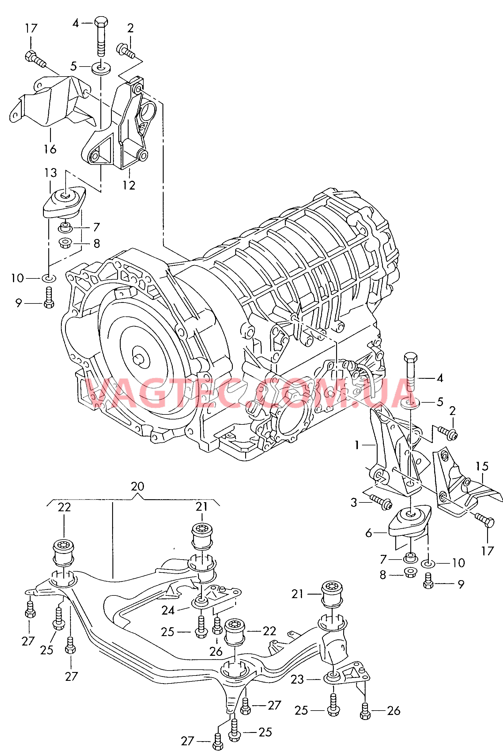 Подрамник Детали крепежные для КП 5-ступенчатая АКП  для AUDI A4Q 2005-1