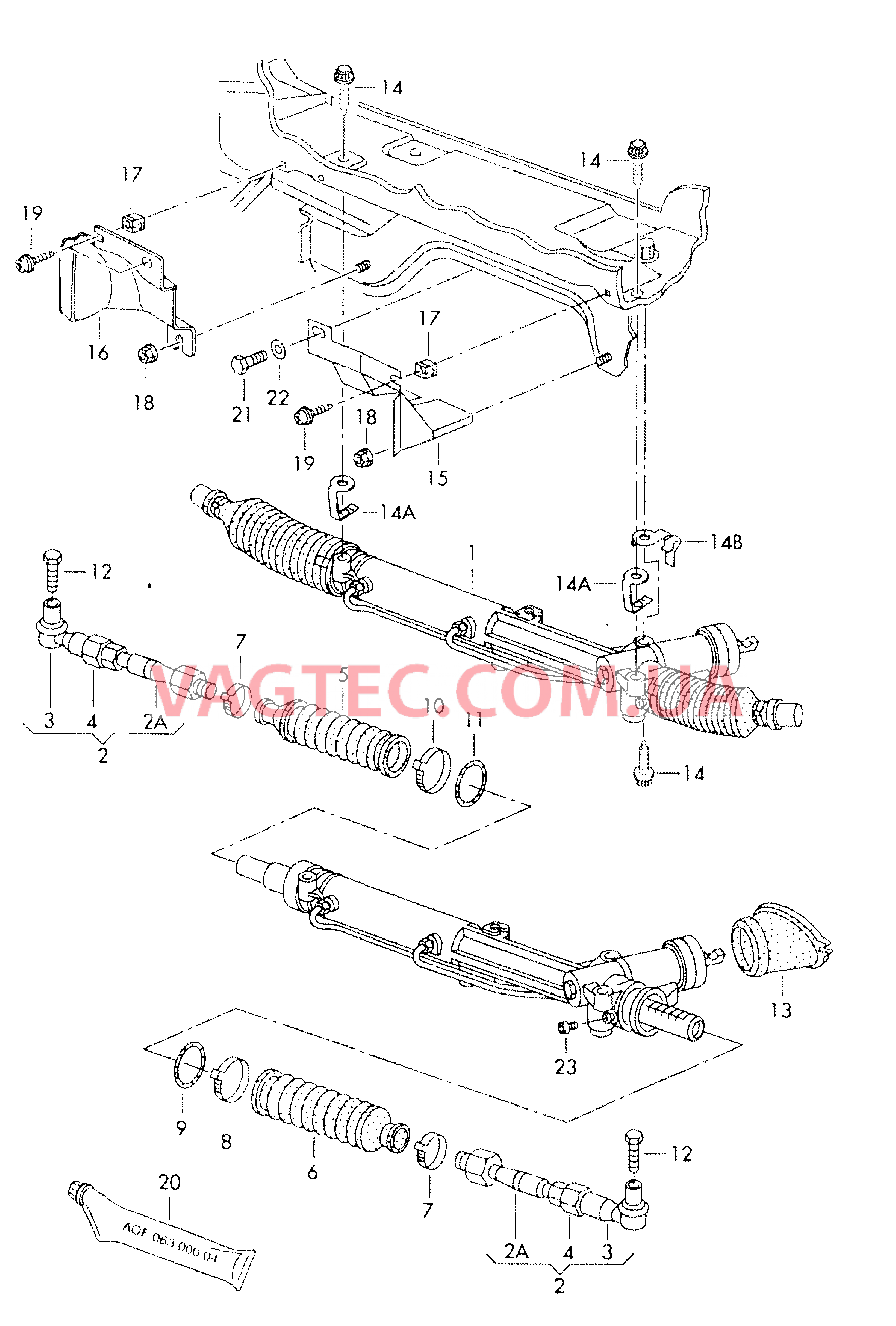 Рулевой механизм с усилителем  F 8D-X-303 810>>* F 8D-Y-005 049>>* для AUDI A4Q 2001