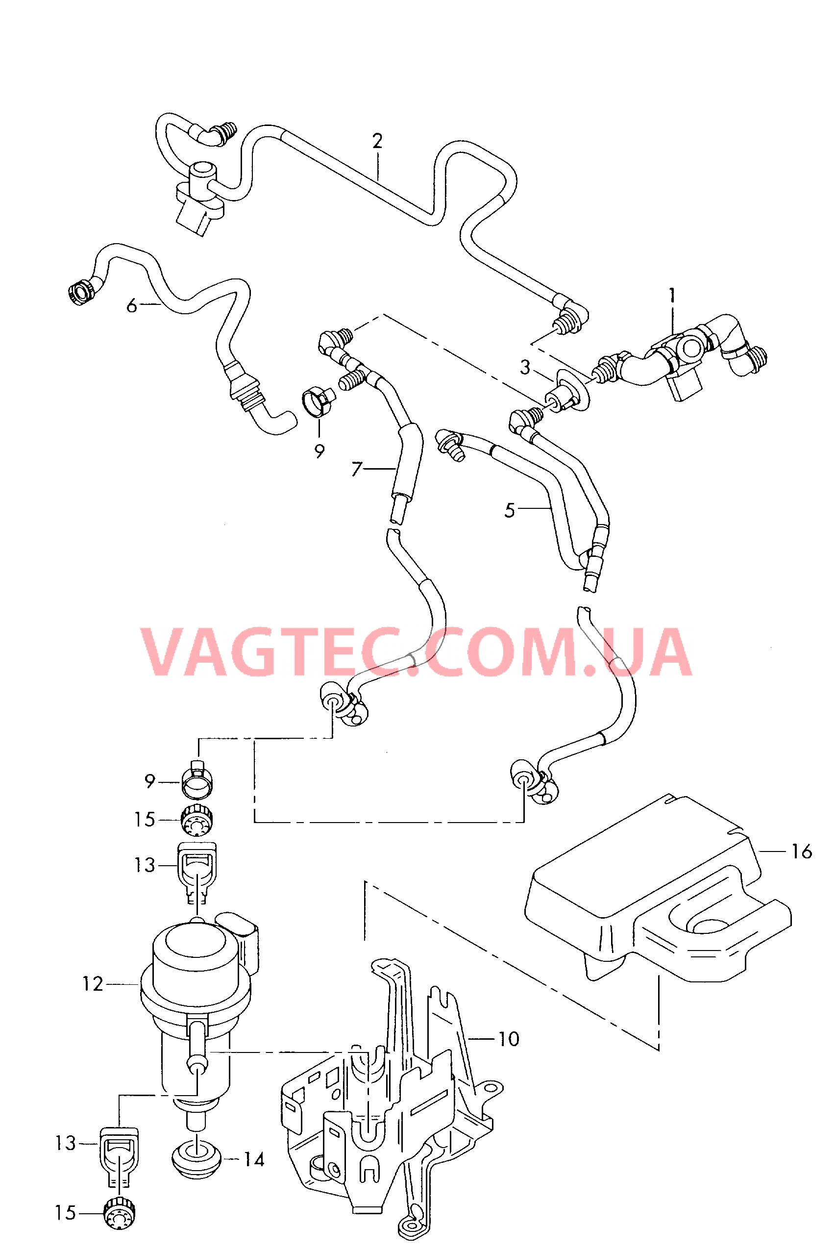 Вакуумные шланги для усилителя тормозного привода  для а/м с электрическим вакуумным насосом  для VOLKSWAGEN Passat 2001