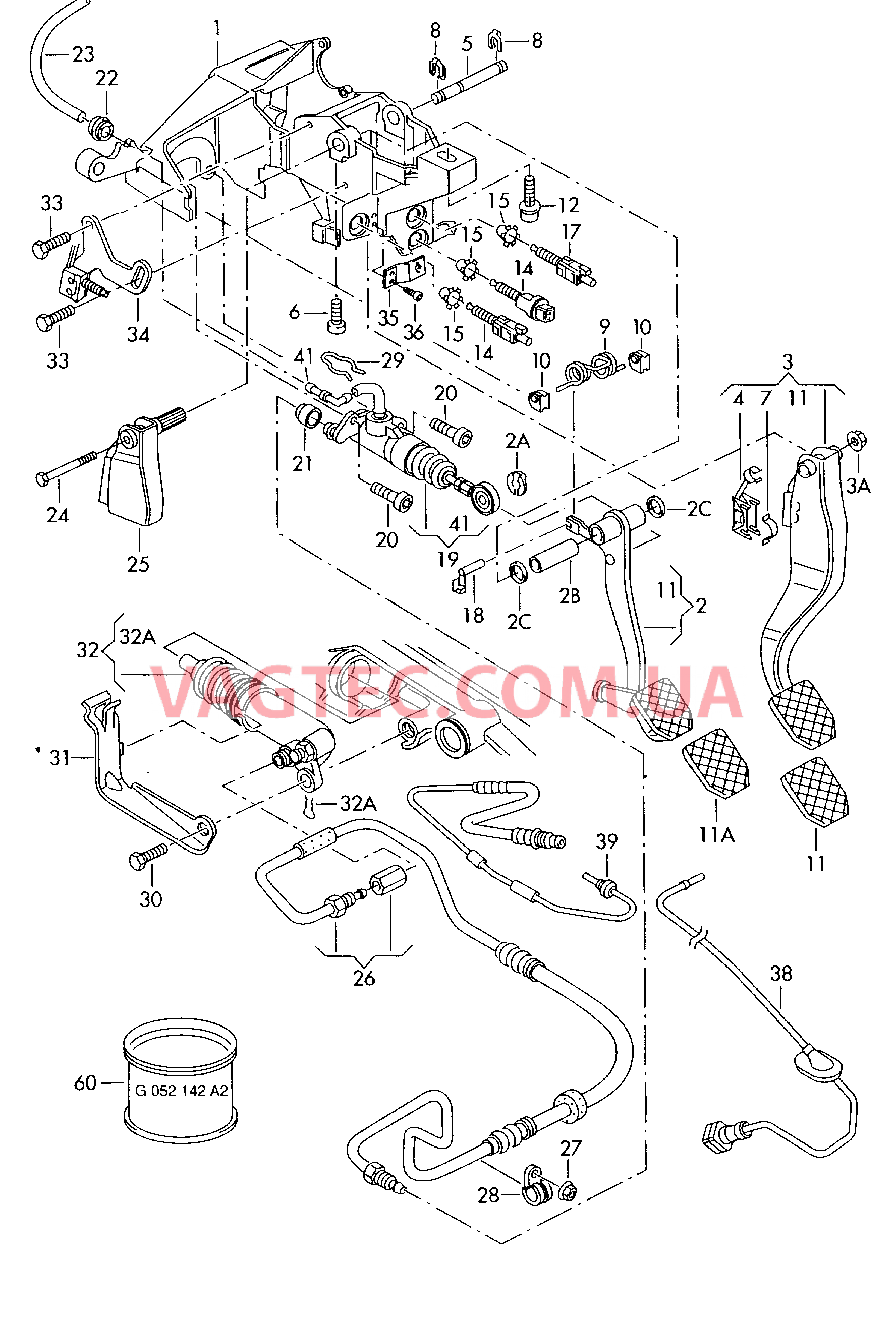 Педальный механизм привода тормозного механизма и сцепления  для AUDI A4Q 2002