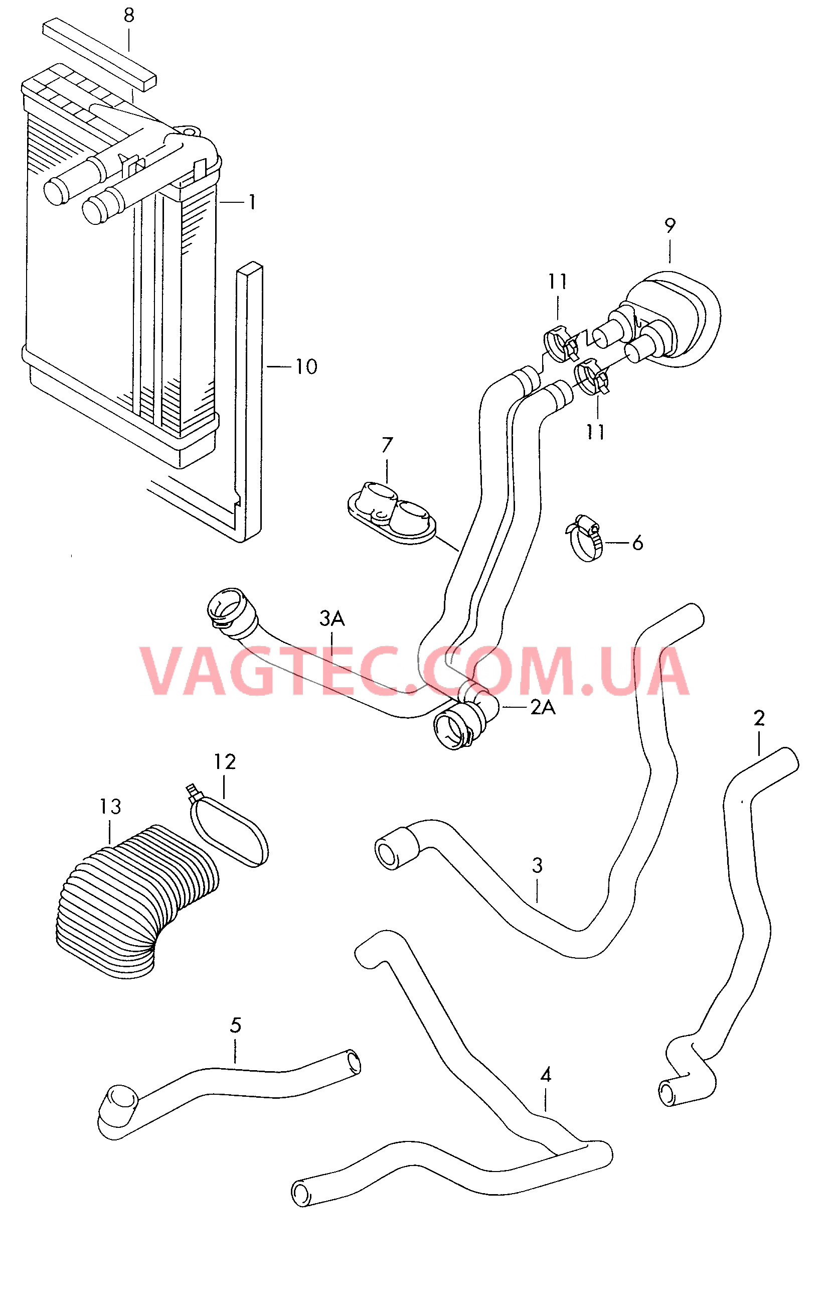 Теплообменник Шланги ОЖ  для VOLKSWAGEN Passat 2000-1