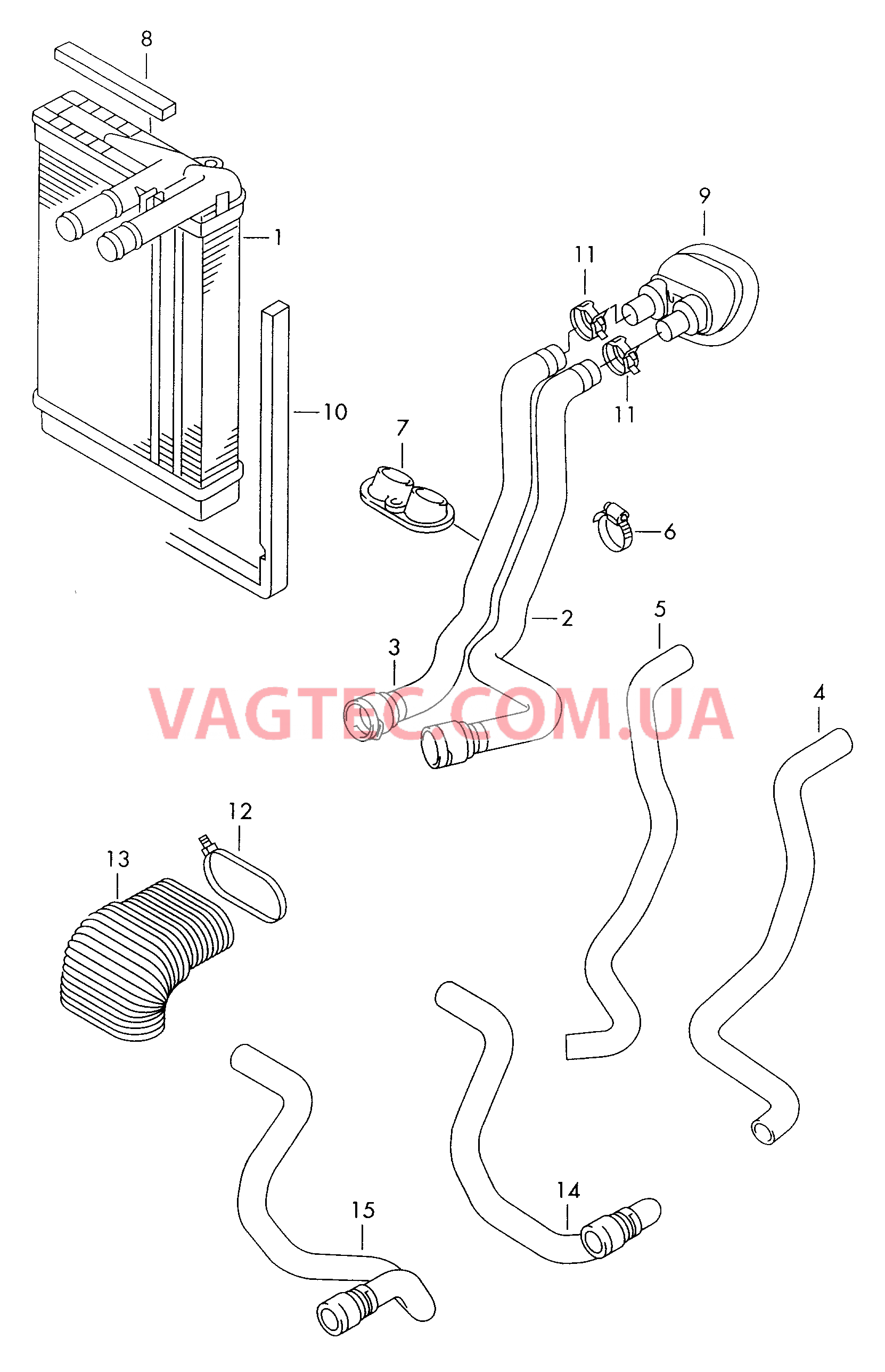 Теплообменник Шланги ОЖ  для VOLKSWAGEN Passat 2000-1