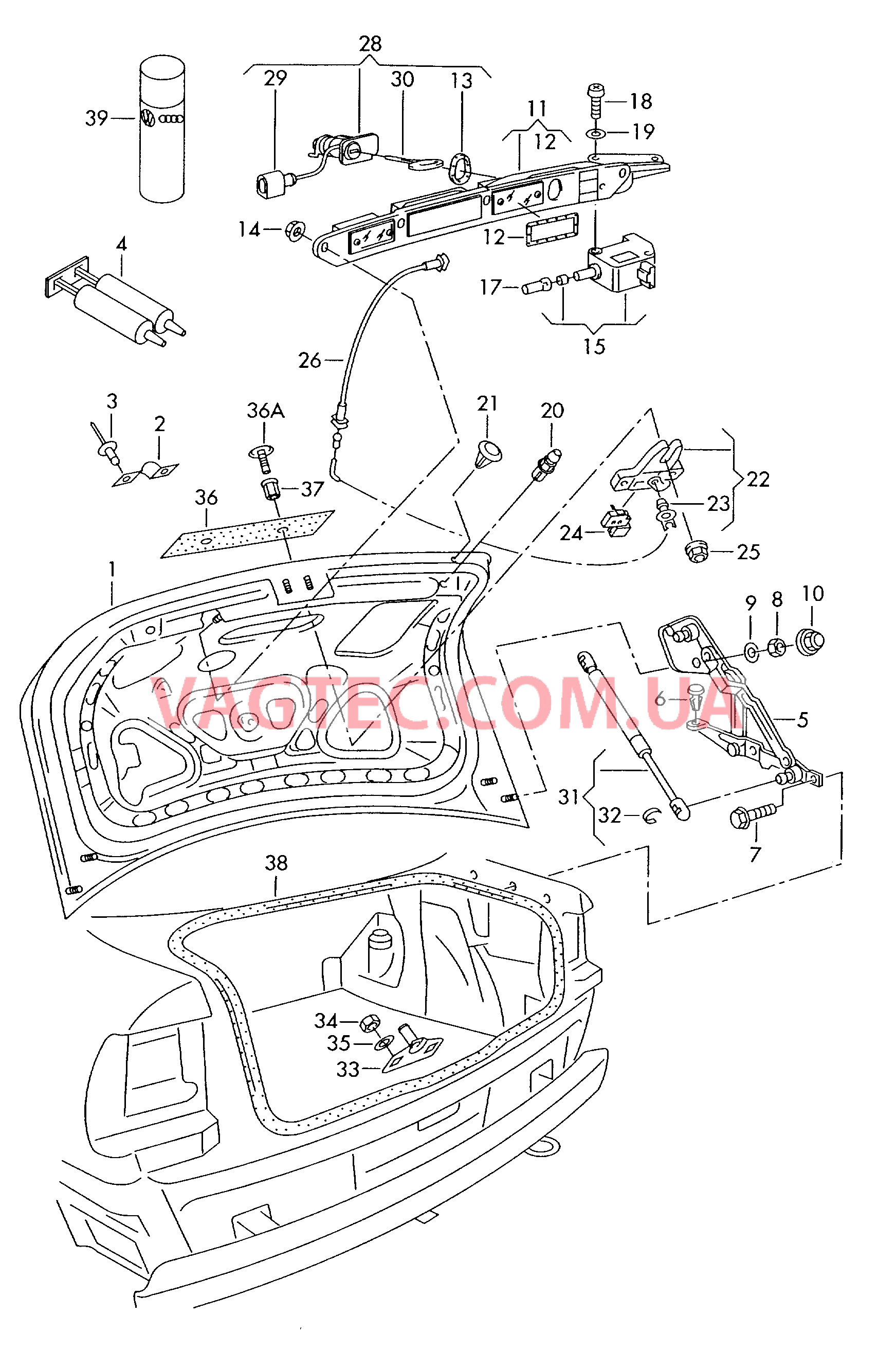 Крышка багажного отсека Замок  для VOLKSWAGEN Passat 2005