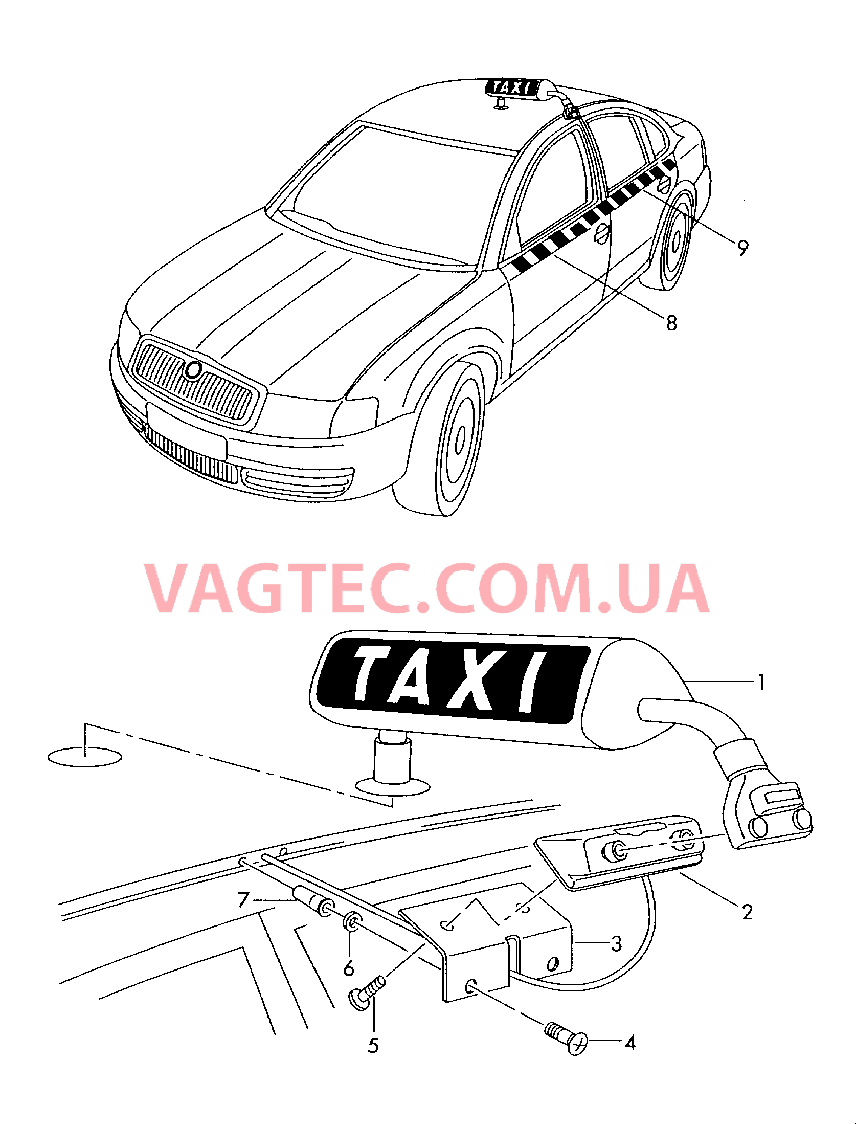 Исполнение для такси Надпись  для SKODA Superb 2006