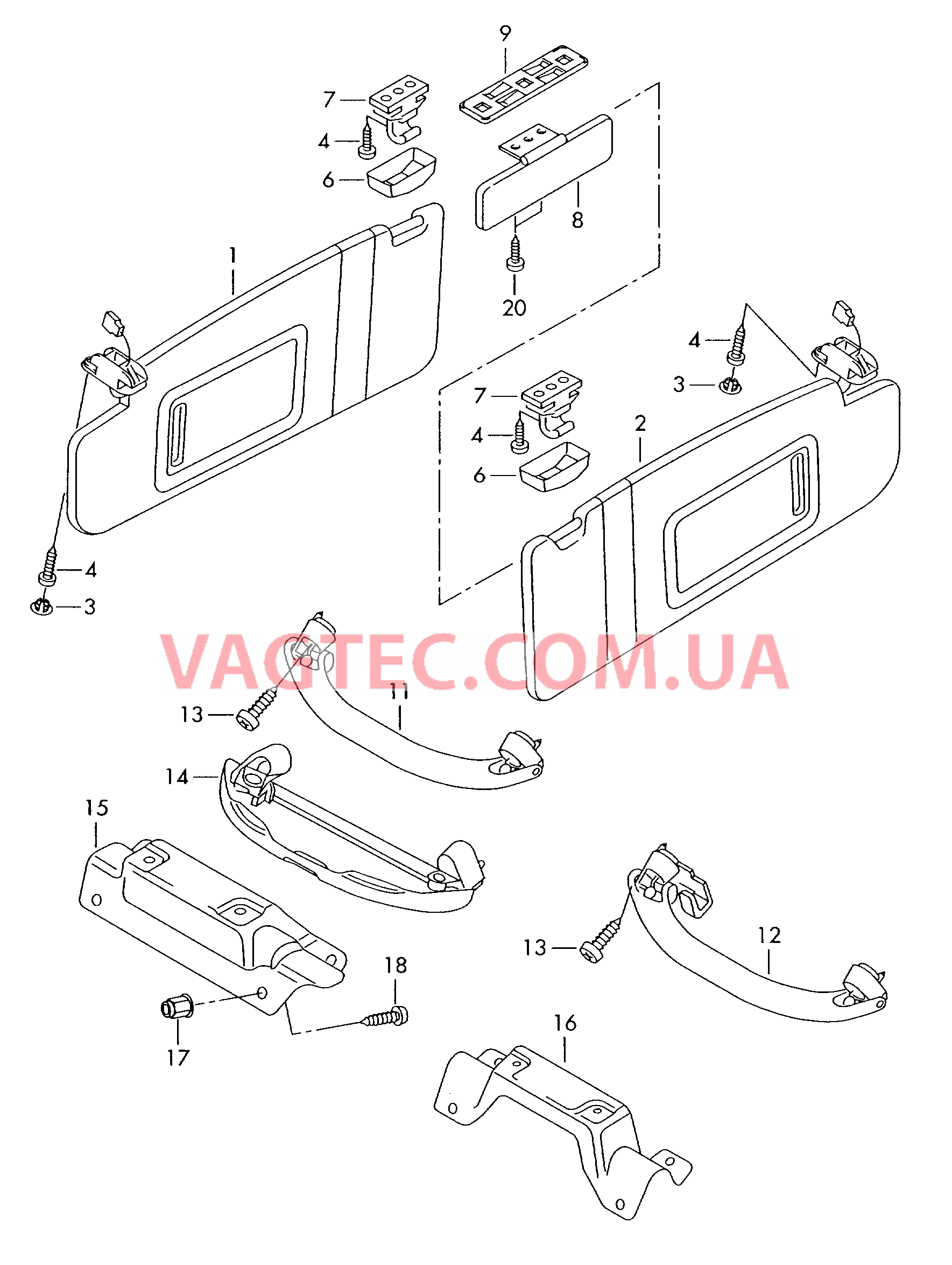 Козырьки солнцезащитные VW РASSAT  Ручка VW РASSAT   для VOLKSWAGEN Passat 2000