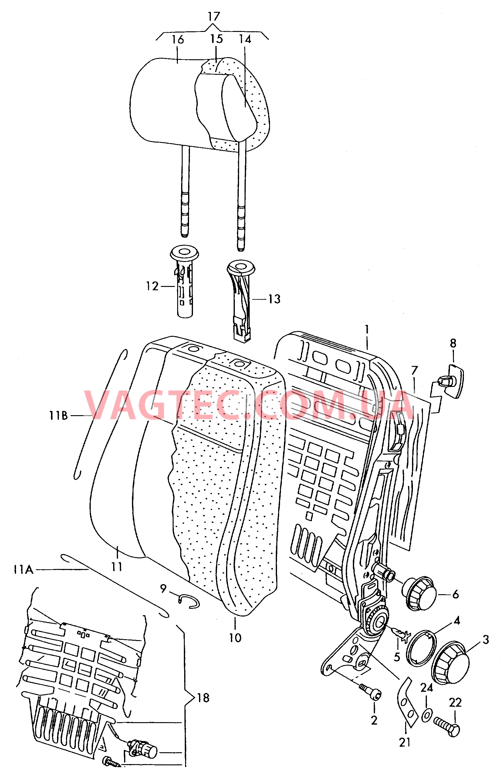 Cпинка Подголовник, регулируемый   D - 01.11.2003>> для VOLKSWAGEN Passat 2004