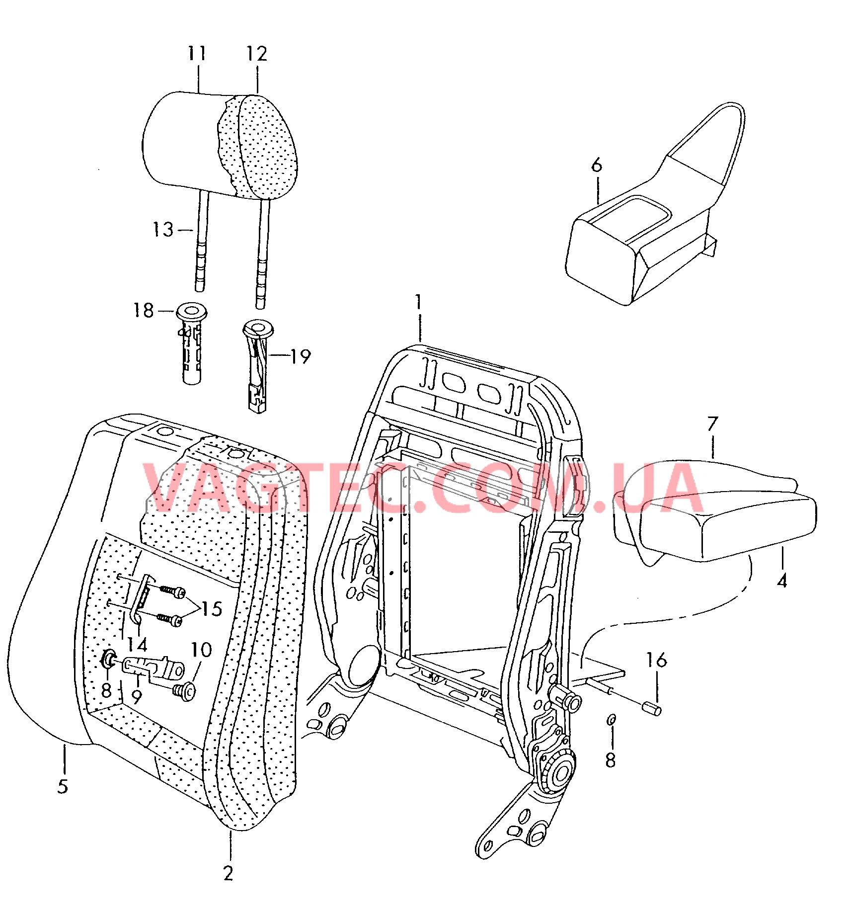 Cпинка с прис. транс. длин. г. для отделки кожей  для SKODA Superb 2006