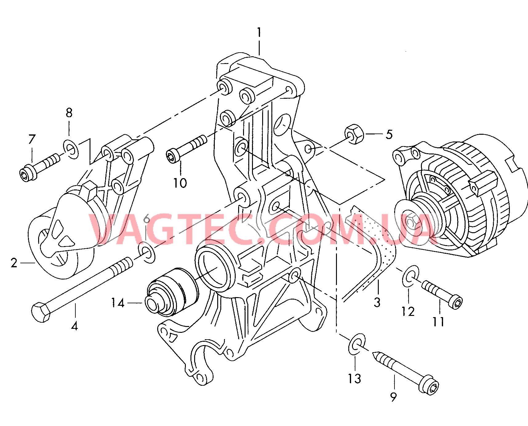 Детали подключения и крепления для генератора  Поликлиновой ремень  для VOLKSWAGEN Passat 2000-1