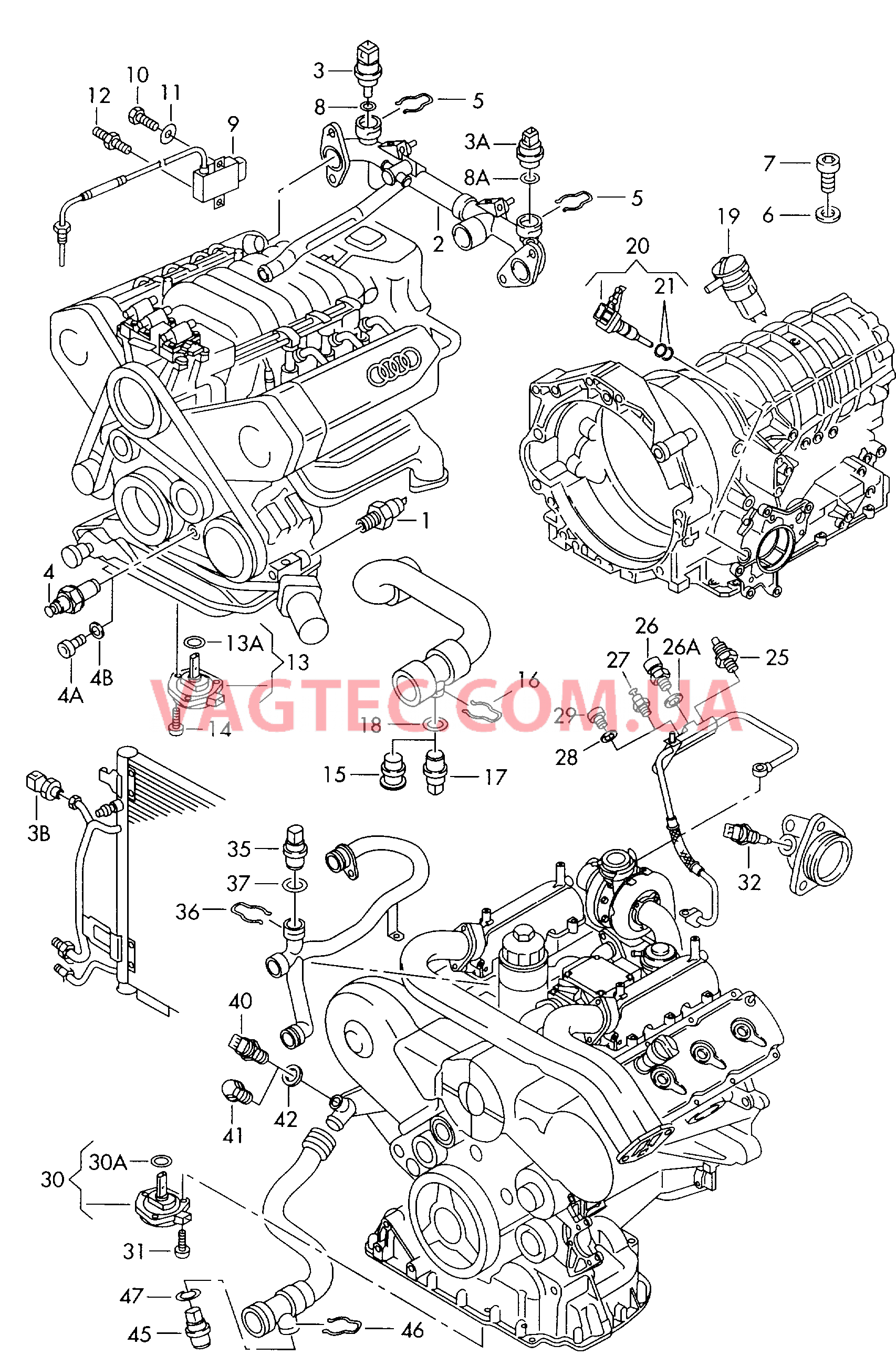 Выключатель и датчик на двигателе и коробке передач  для AUDI A4 2005