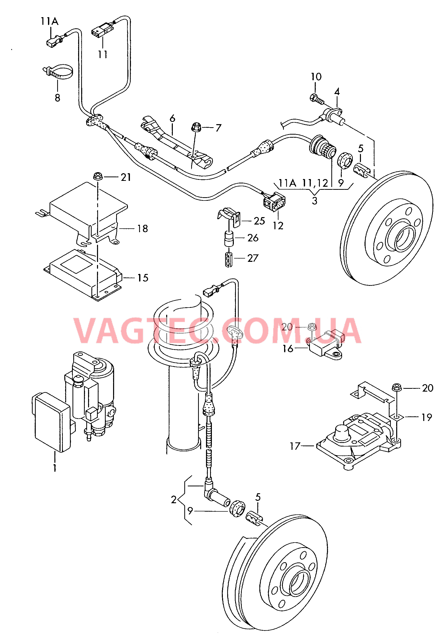 Блок управления ABS  Электронная система поддерж. курсовой устойчивости   -ESР-  Датчик числа оборотов  для AUDI A4Q 2000