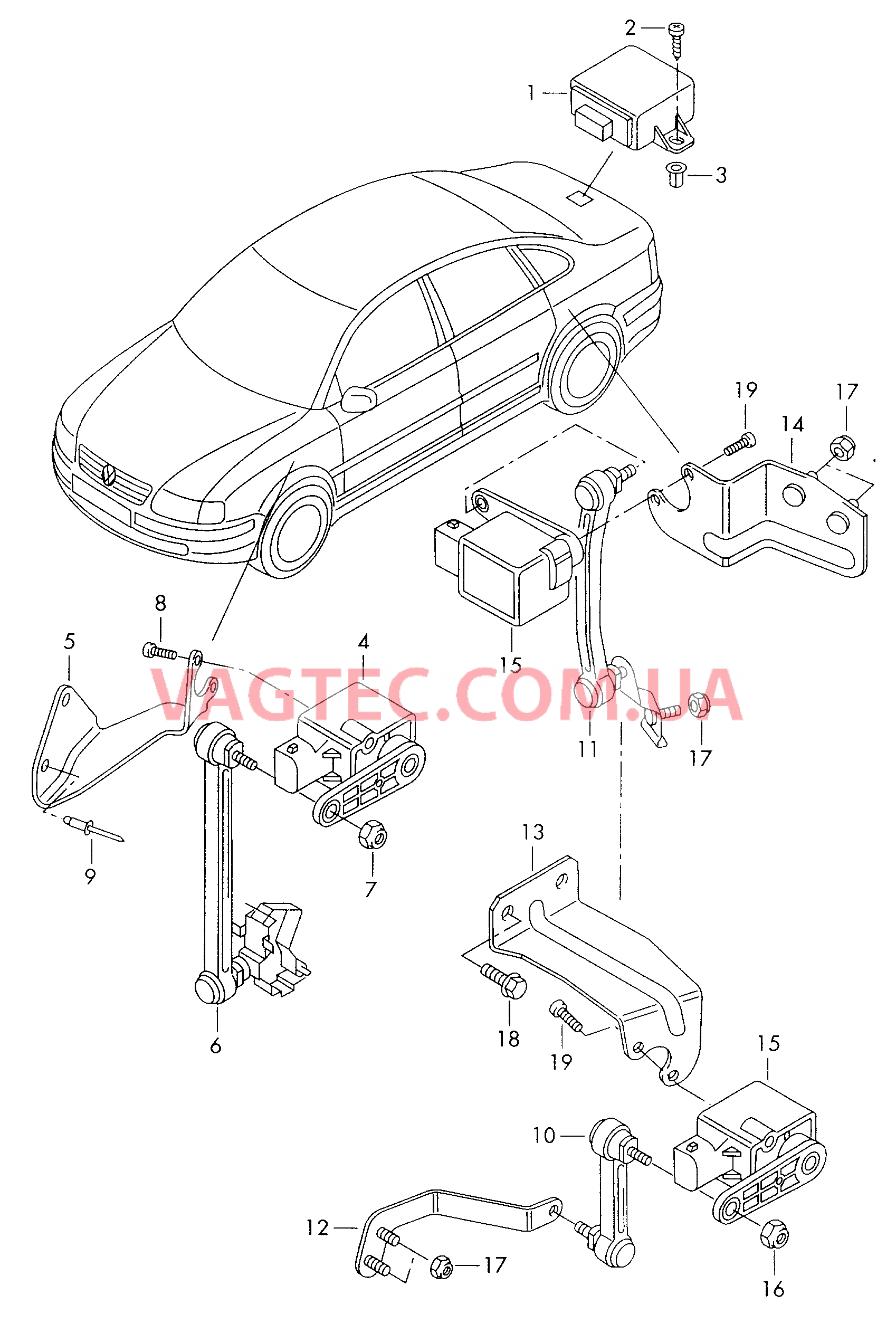 Датчик корректора фар  Блок управления для а/м газоразрядной лампой  для VOLKSWAGEN Passat 2001