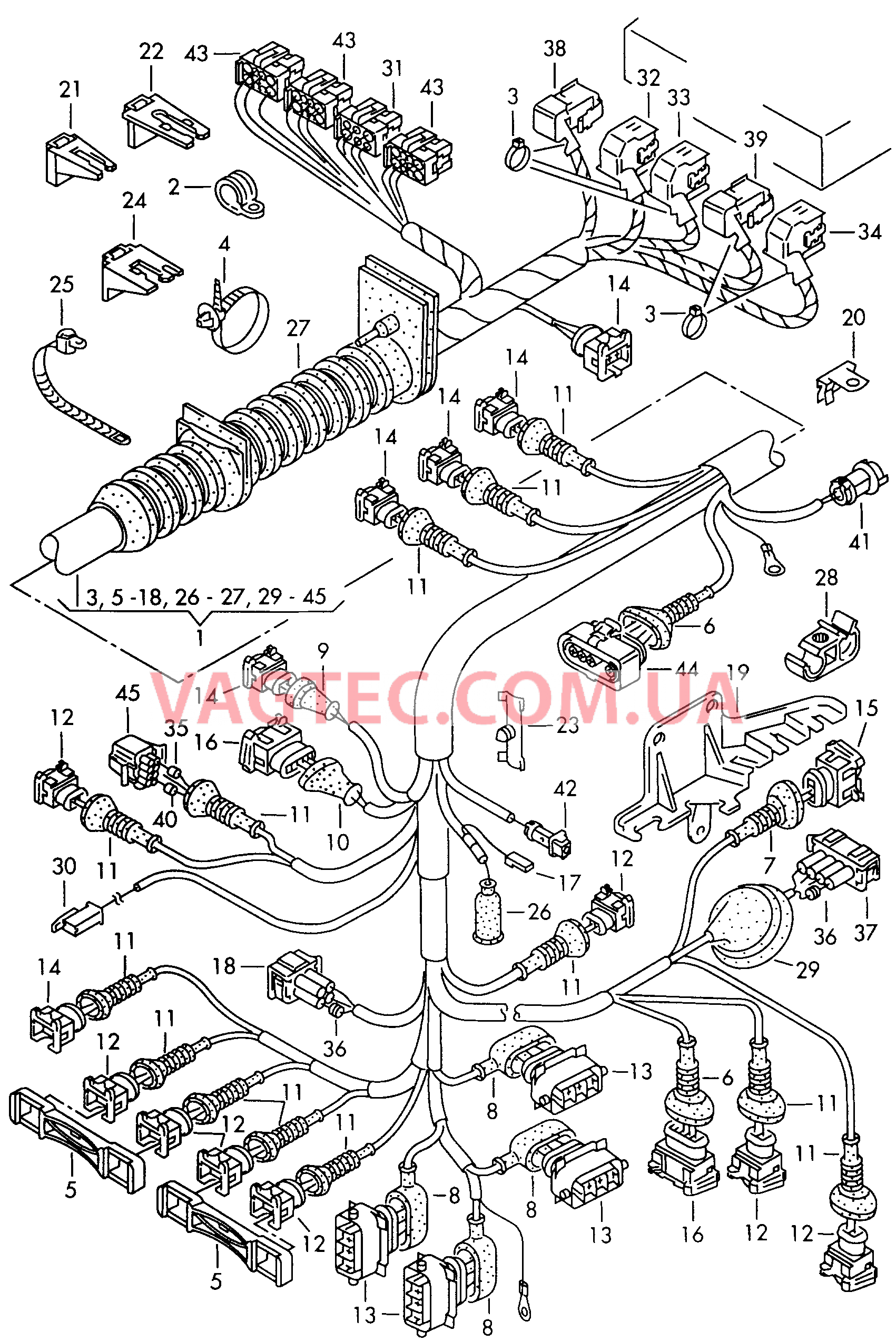 Жгут проводов для моторн. отс.  для AUDI A6Q 2001