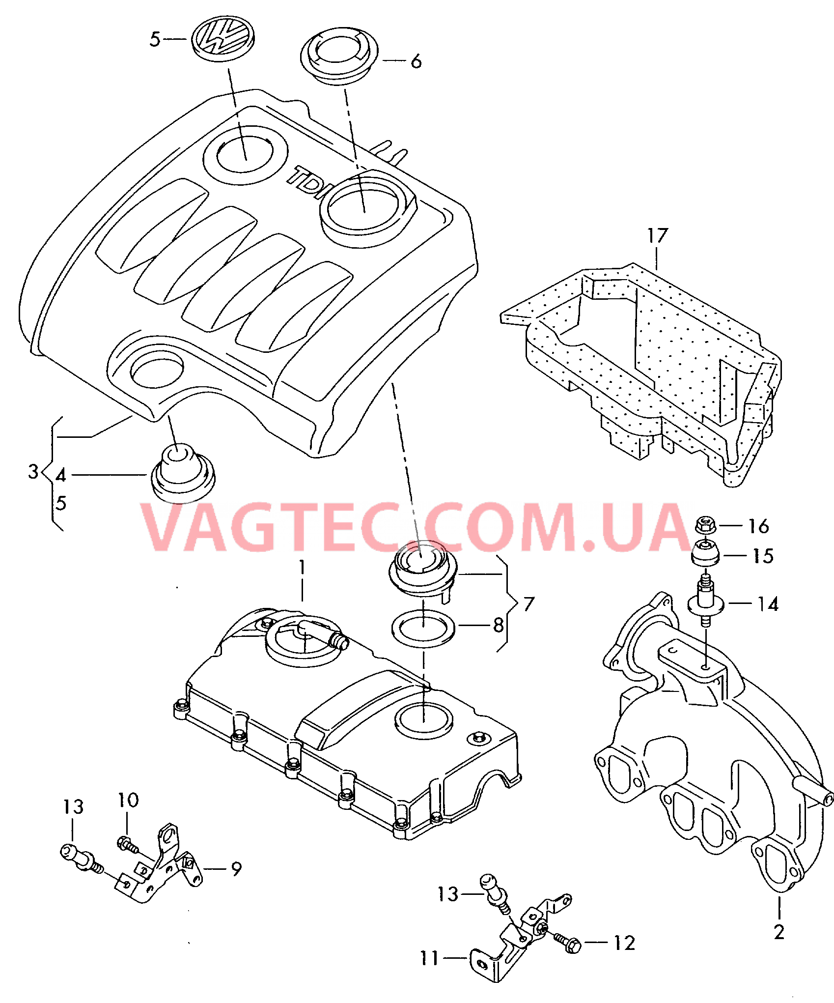 Защ. кожух впускн. коллектора   F             >> 2K-5-044 045 для VOLKSWAGEN Caddy 2007