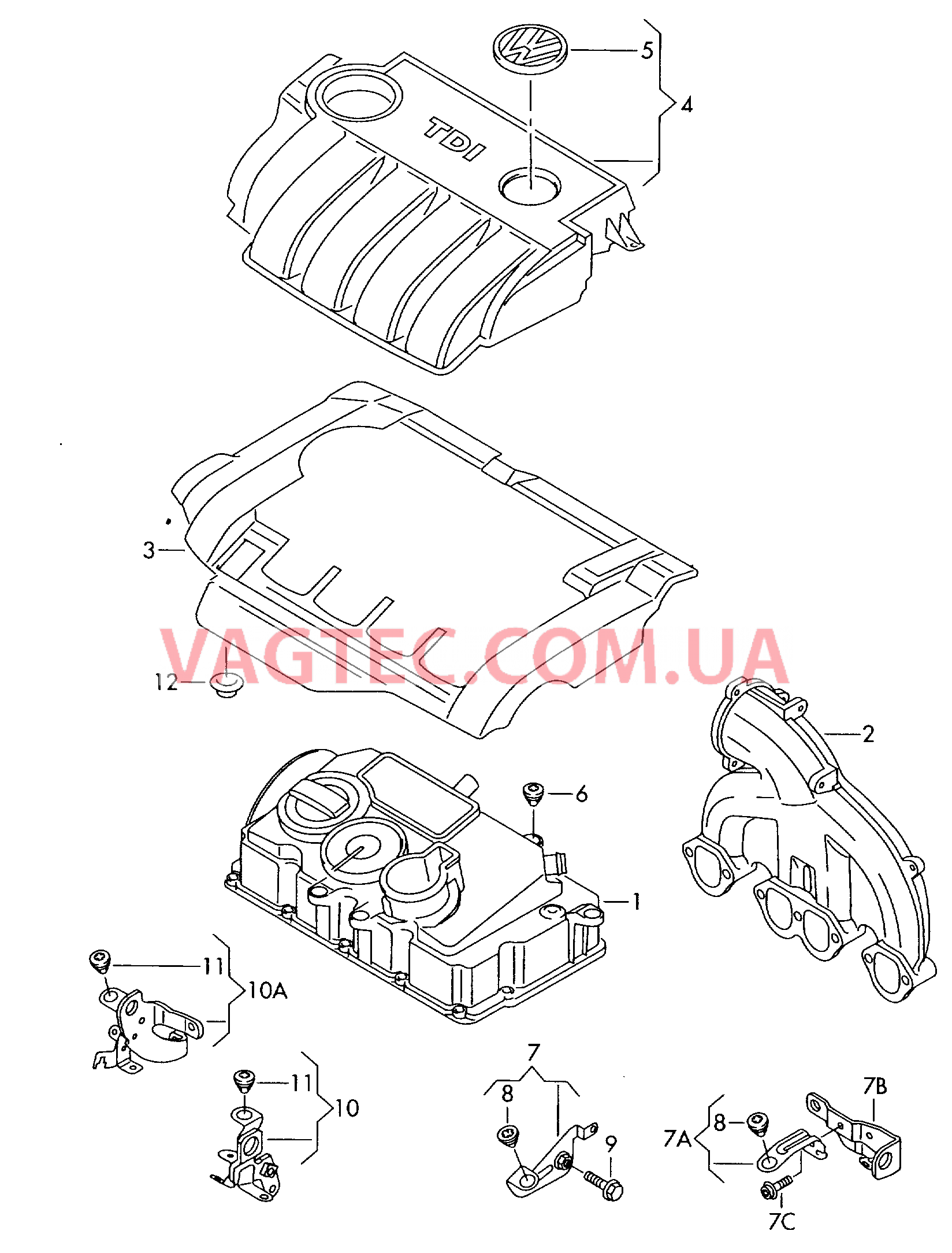 Защ. кожух впускн. коллектора  для VOLKSWAGEN Jetta 2007-1