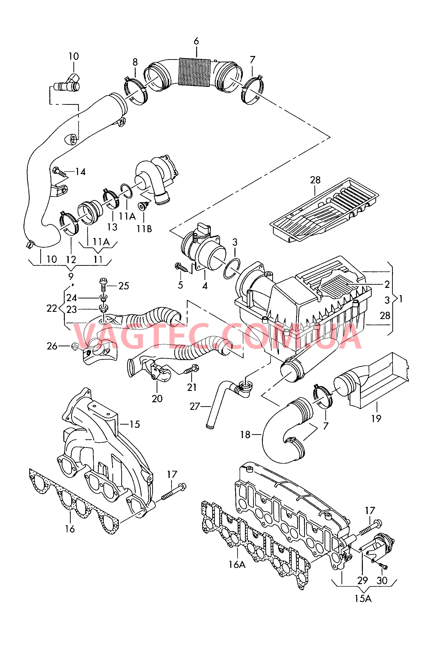 Патрубок впускного тракта Возд. фильтр с сопутств. деталями  для VOLKSWAGEN Passat 2007