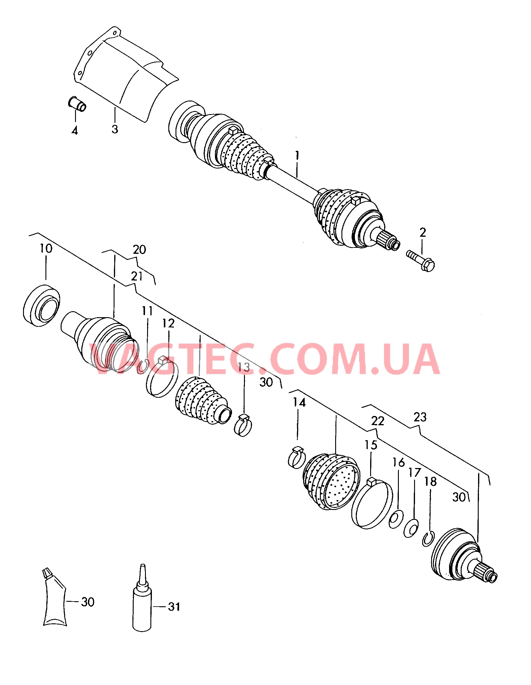 Приводной вал для 7-ступ. КП DSG F             >> 1K-9-091 375* для VOLKSWAGEN Jetta 2010-1