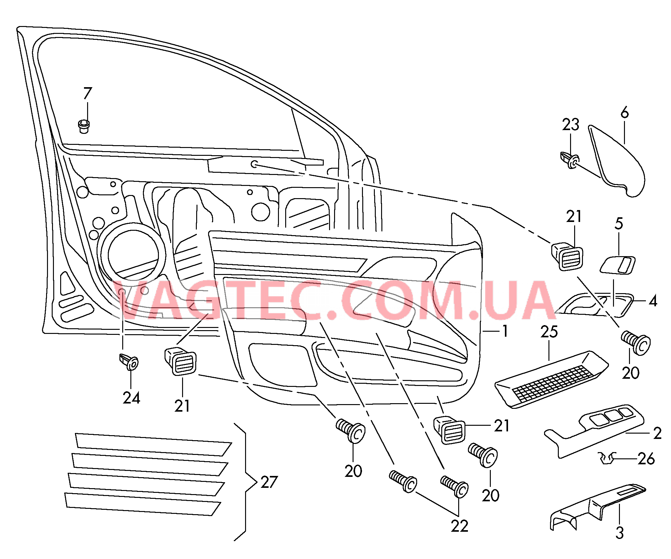 Обшивки дверей  для SKODA Superb 2011