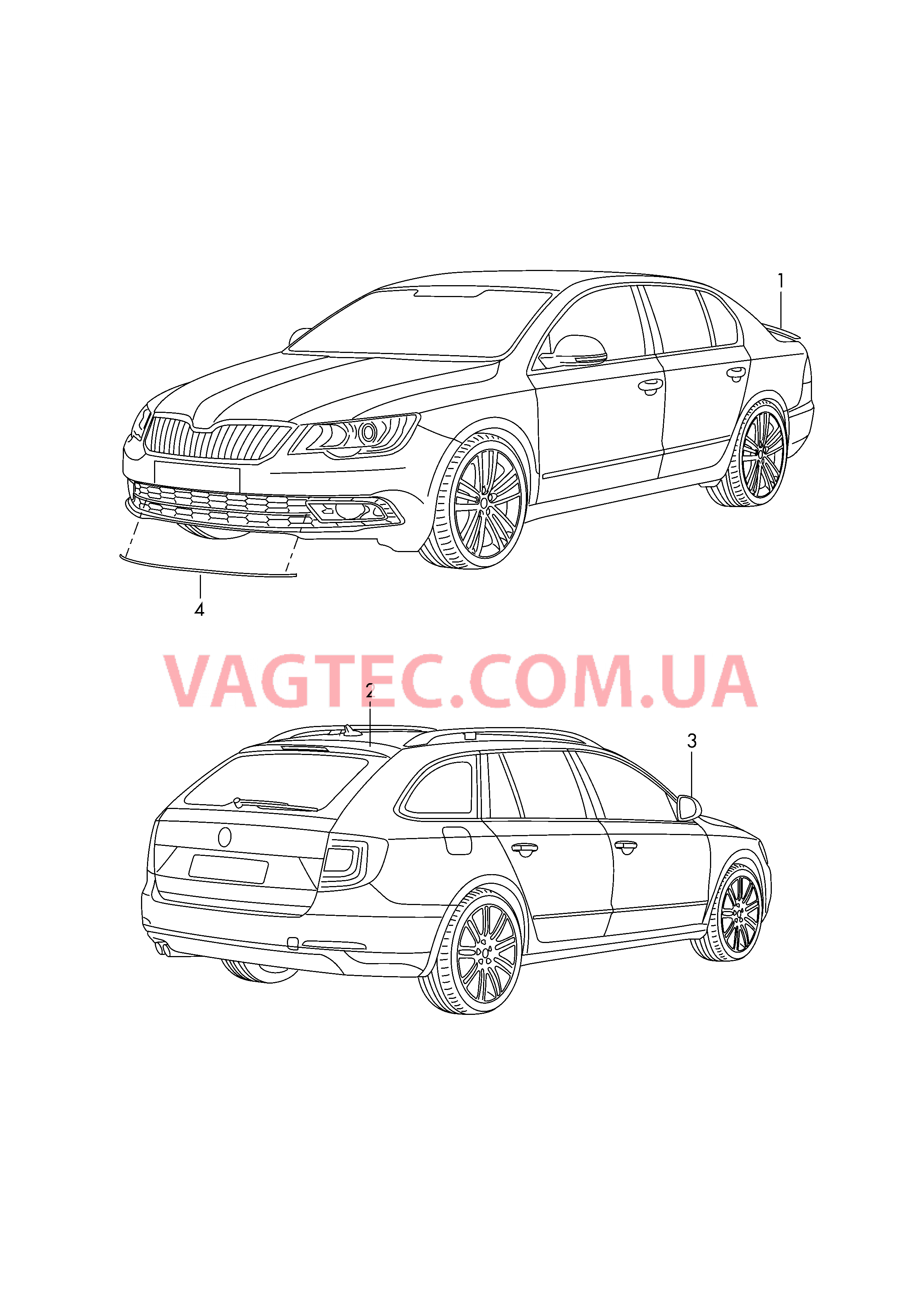 Оригинальные аксессуары Аэродинамический обвес Молдинг бампера  для SKODA Superb 2015