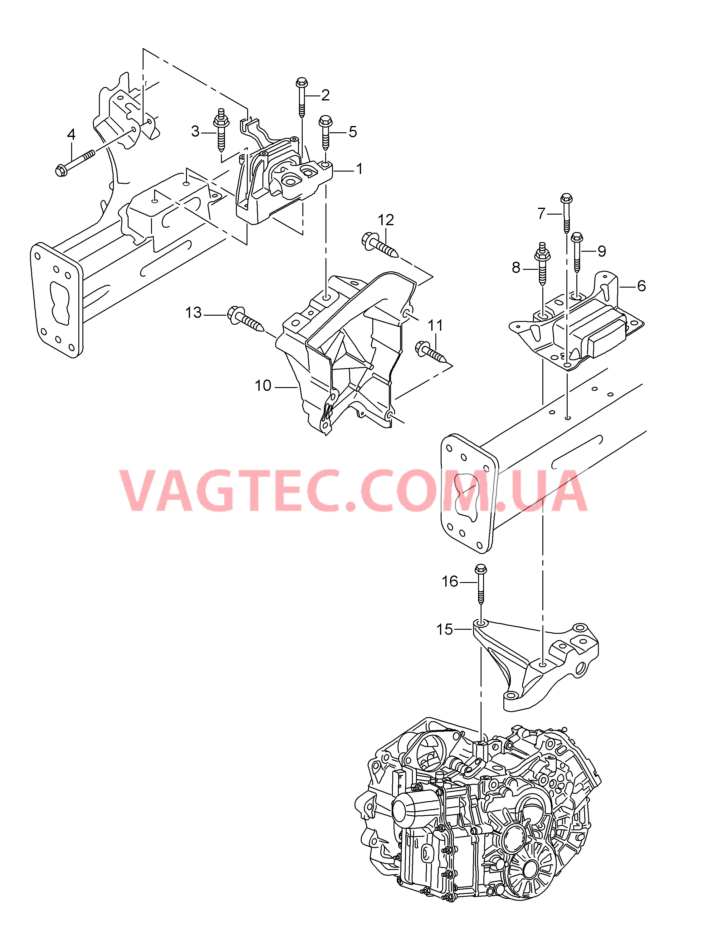 Детали крепления для двигателя и КП  для VOLKSWAGEN GOLF 2014-1